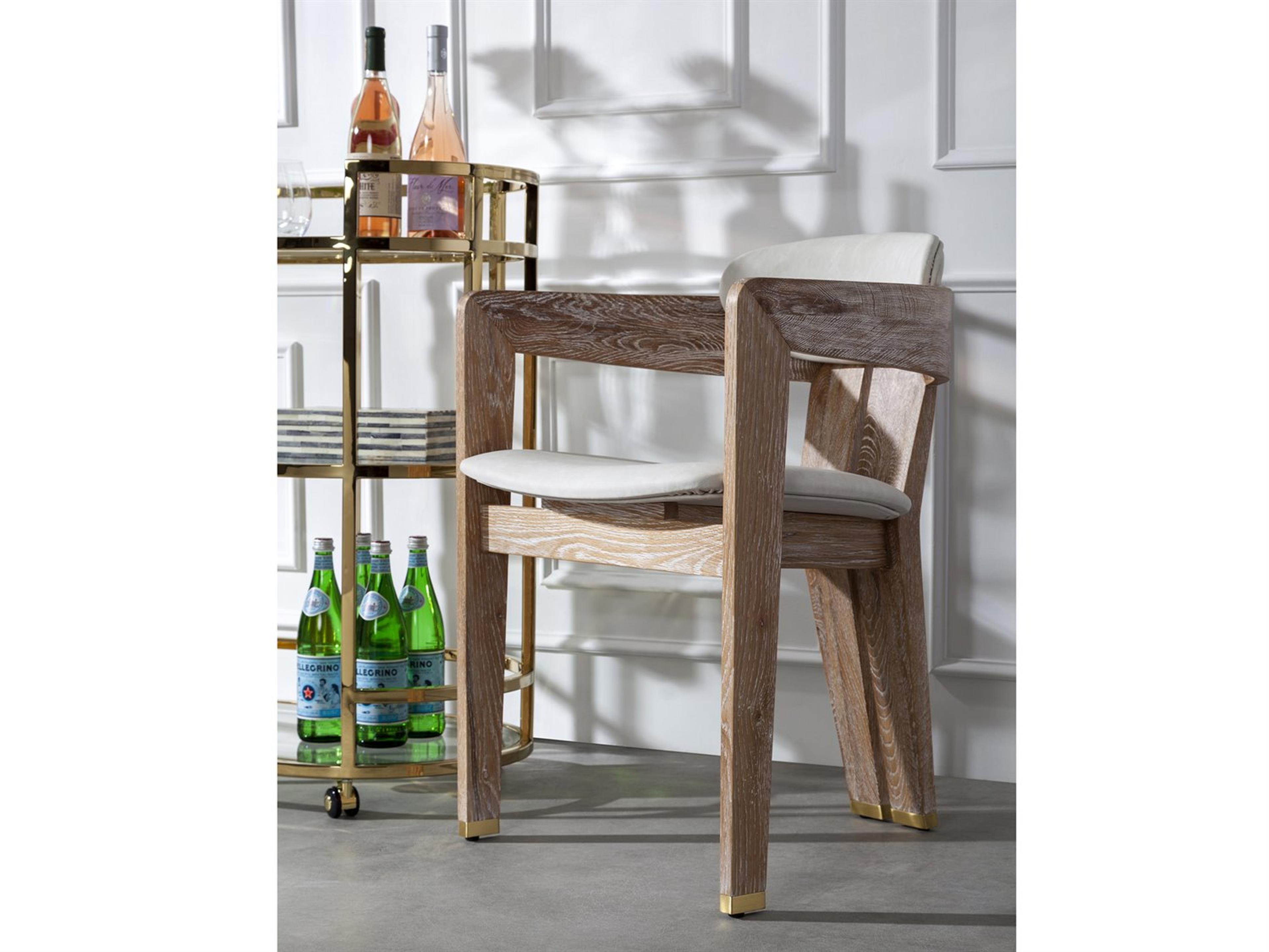 Interlude Home Oak Wood Brown Arm Dining Chair