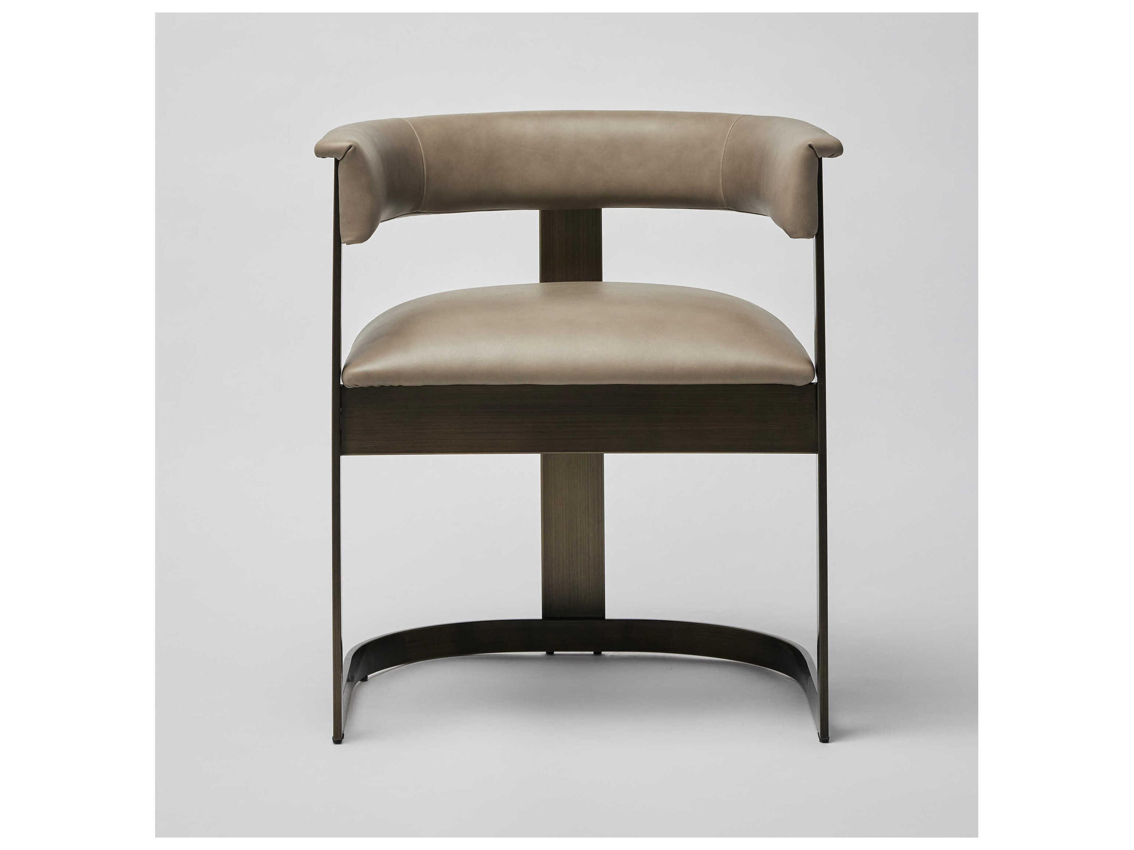 Interlude Home Darcy Gray Leather Arm Dining Chair