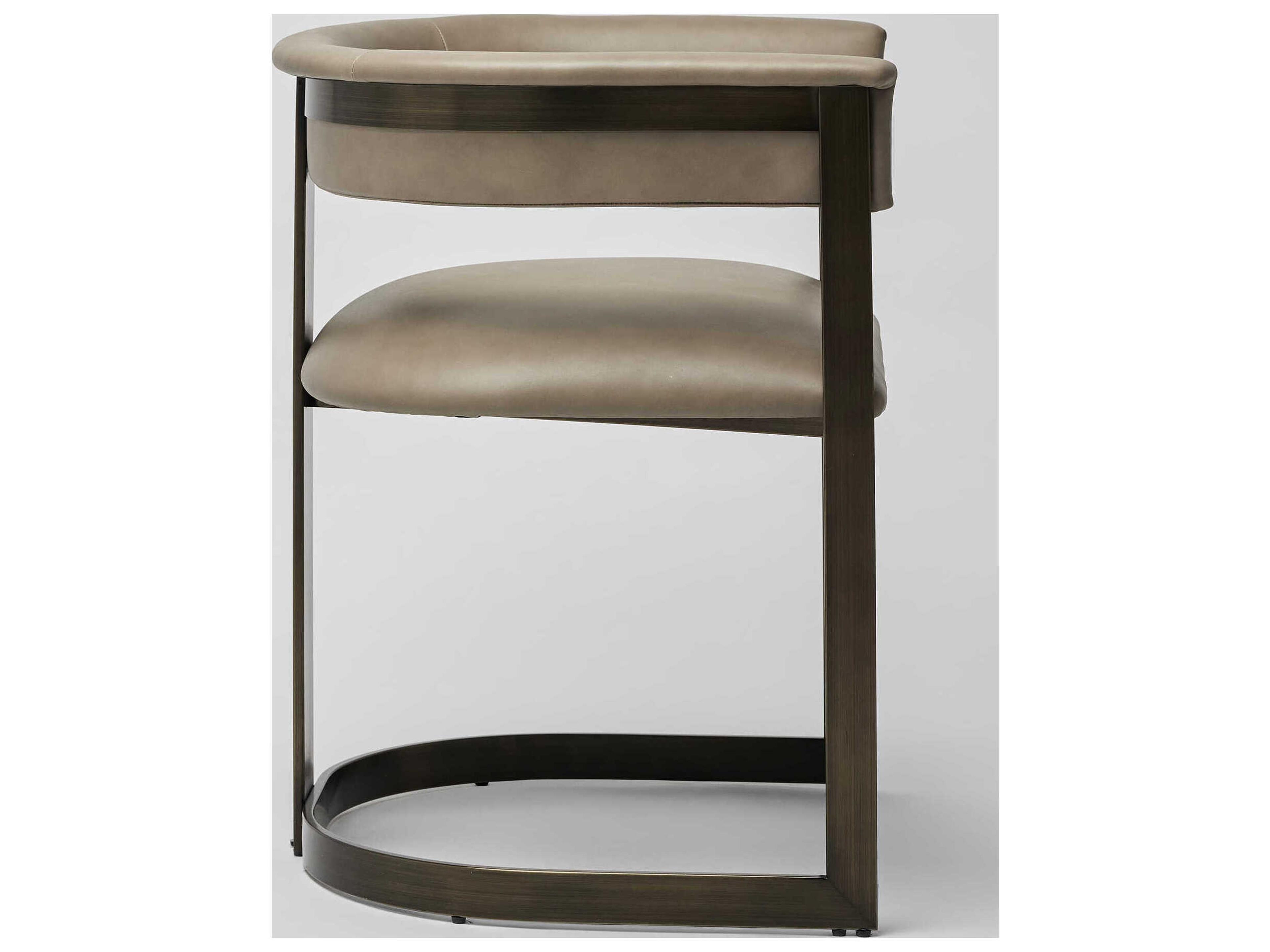 Interlude Home Darcy Gray Leather Arm Dining Chair