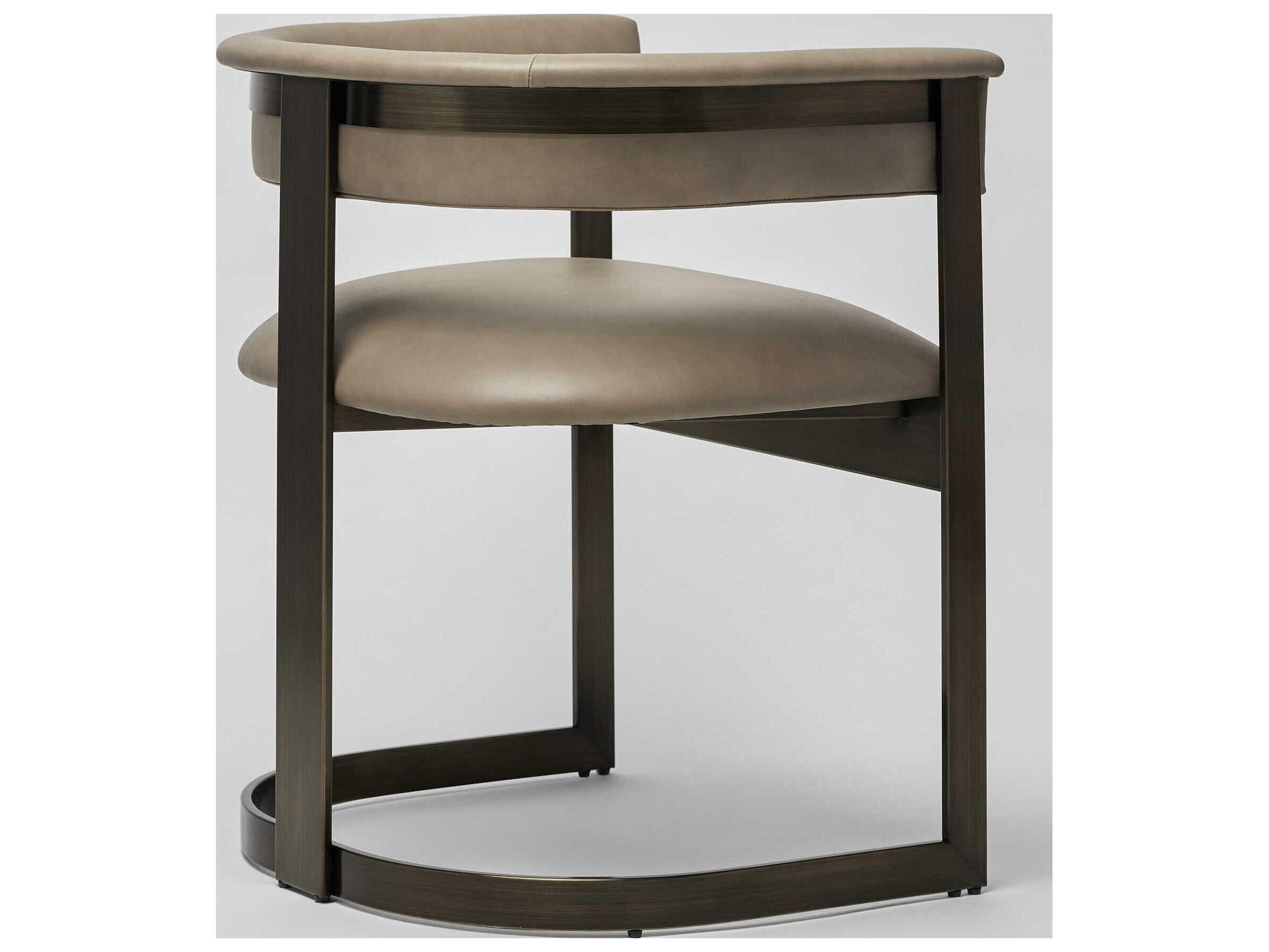 Interlude Home Darcy Gray Leather Arm Dining Chair