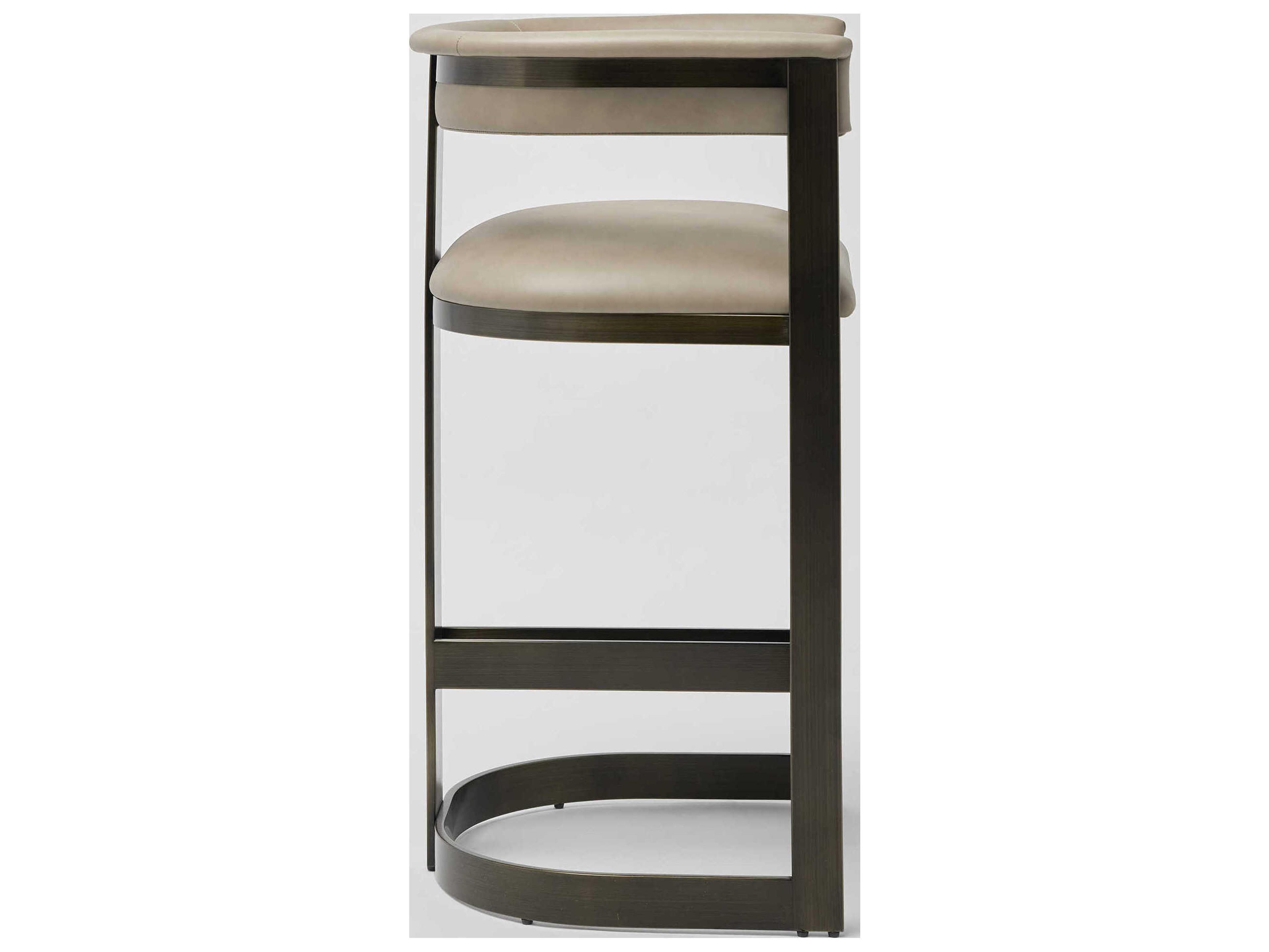 Interlude Home Darcy Antique Bronze Fawn Taupe Leather Counter Stool