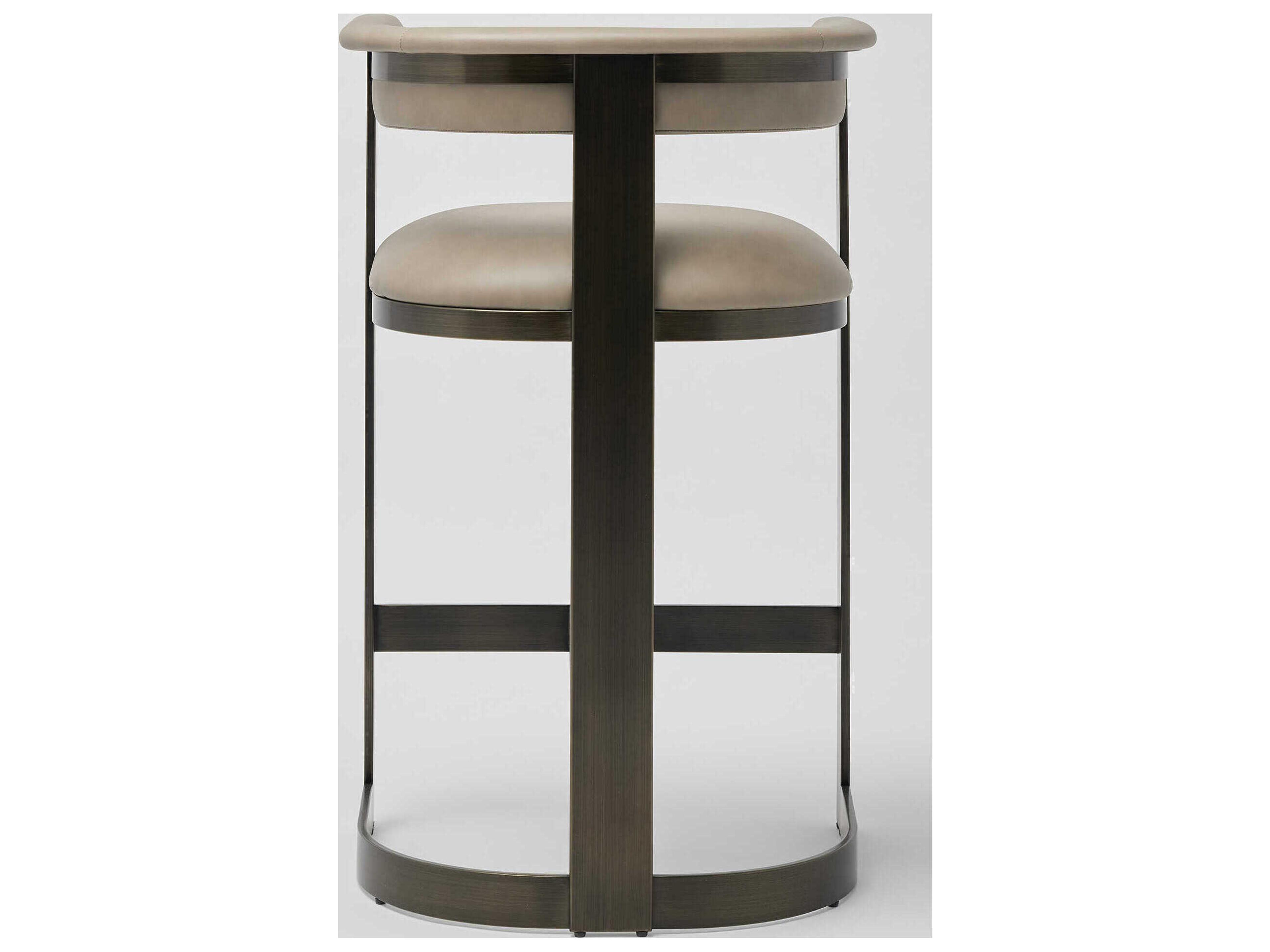 Interlude Home Darcy Antique Bronze Fawn Taupe Leather Counter Stool