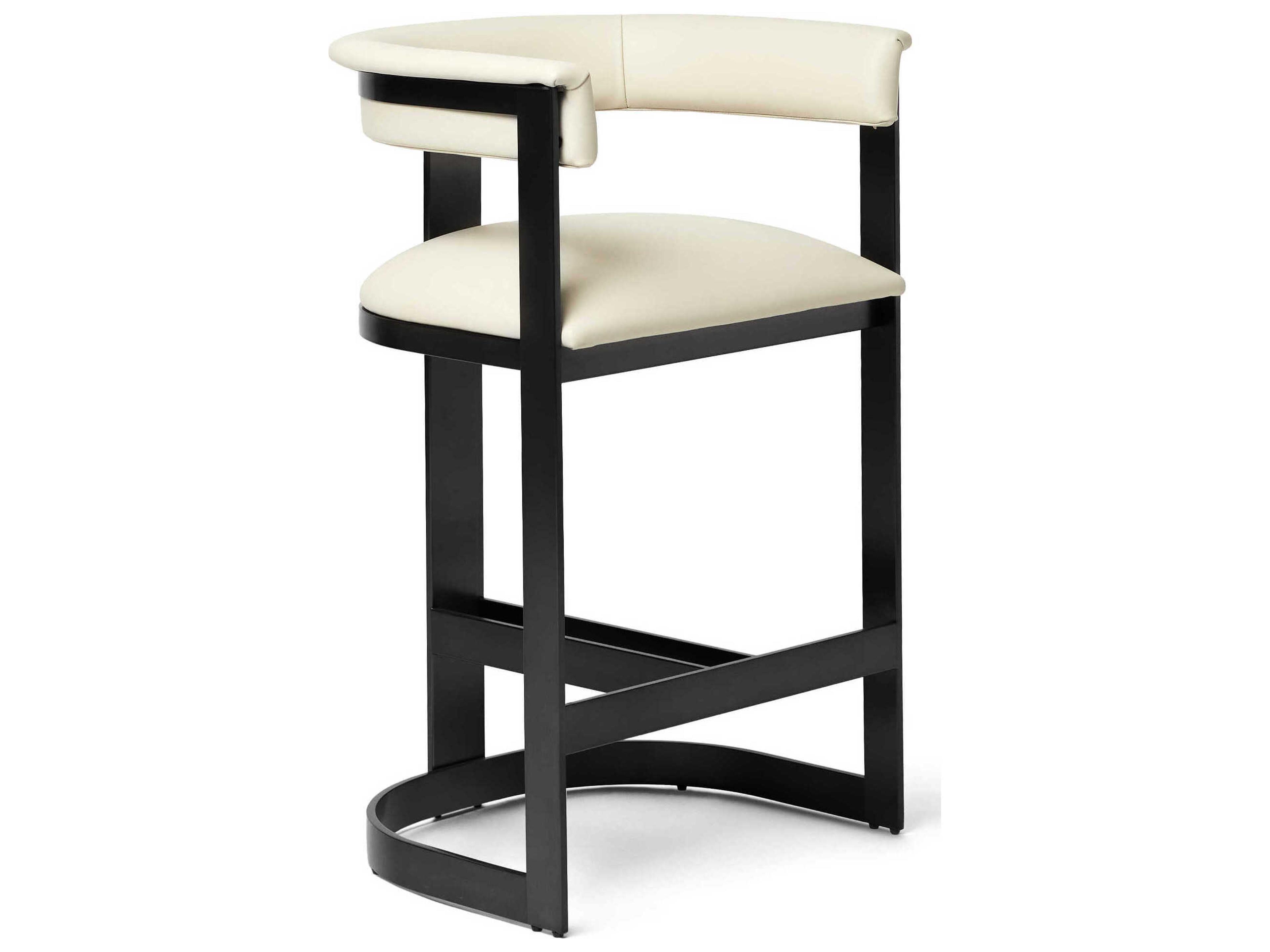 Darcy Matte Black Buff Cream Upholstered Counter Stool