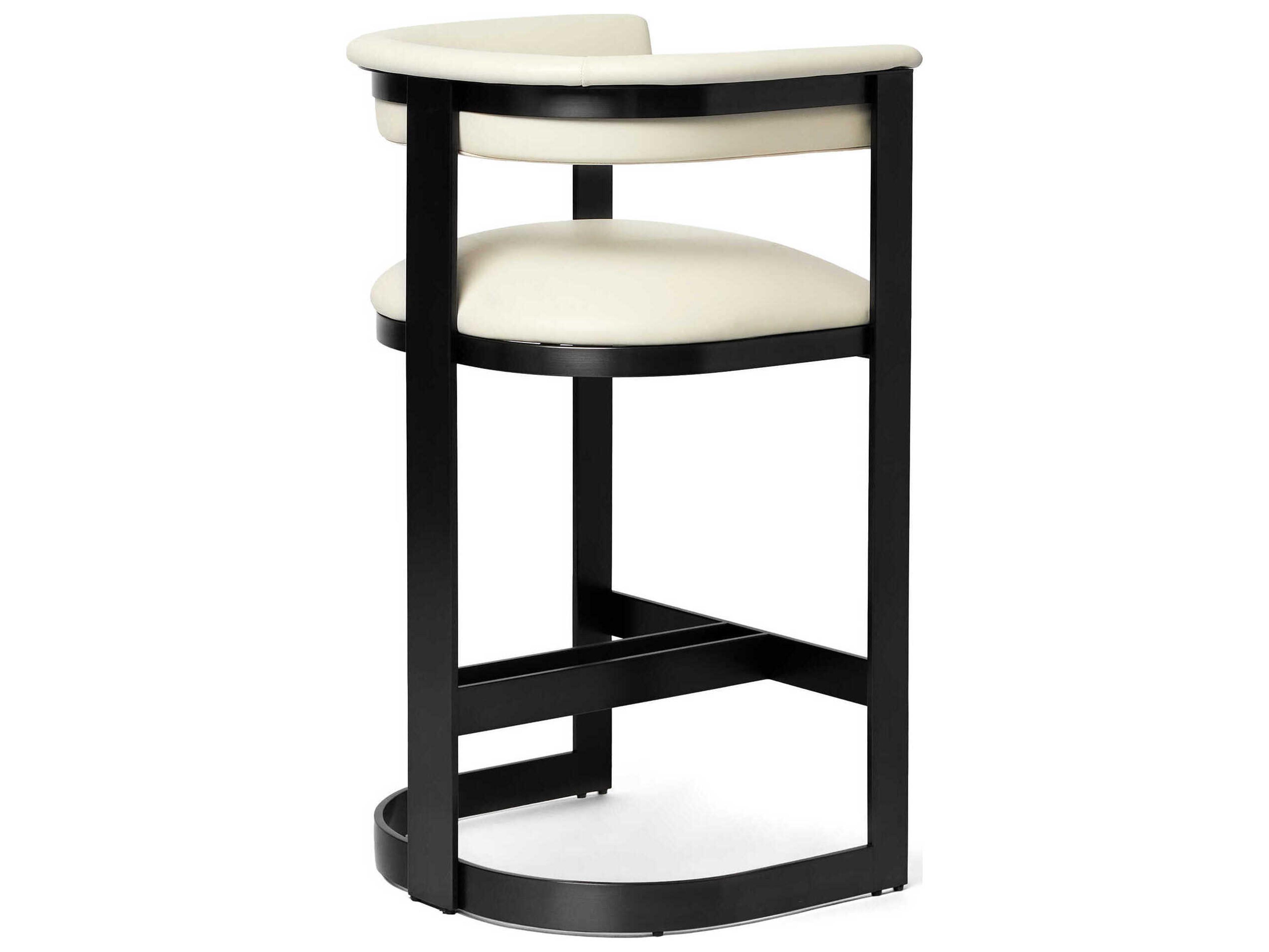 Interlude Home Darcy Matte Black Buff Cream Upholstered Counter Stool