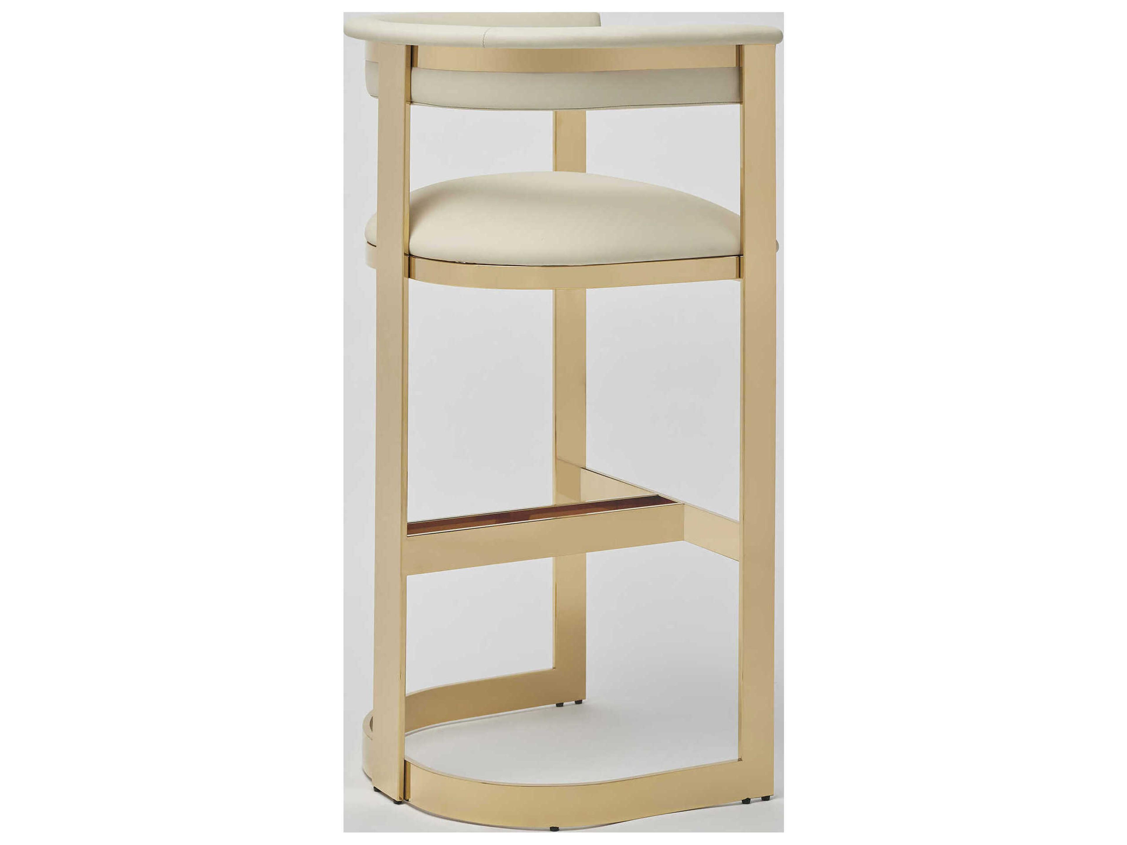Interlude Home Darcy Polished Brass Buff Cream Leather Bar Stool