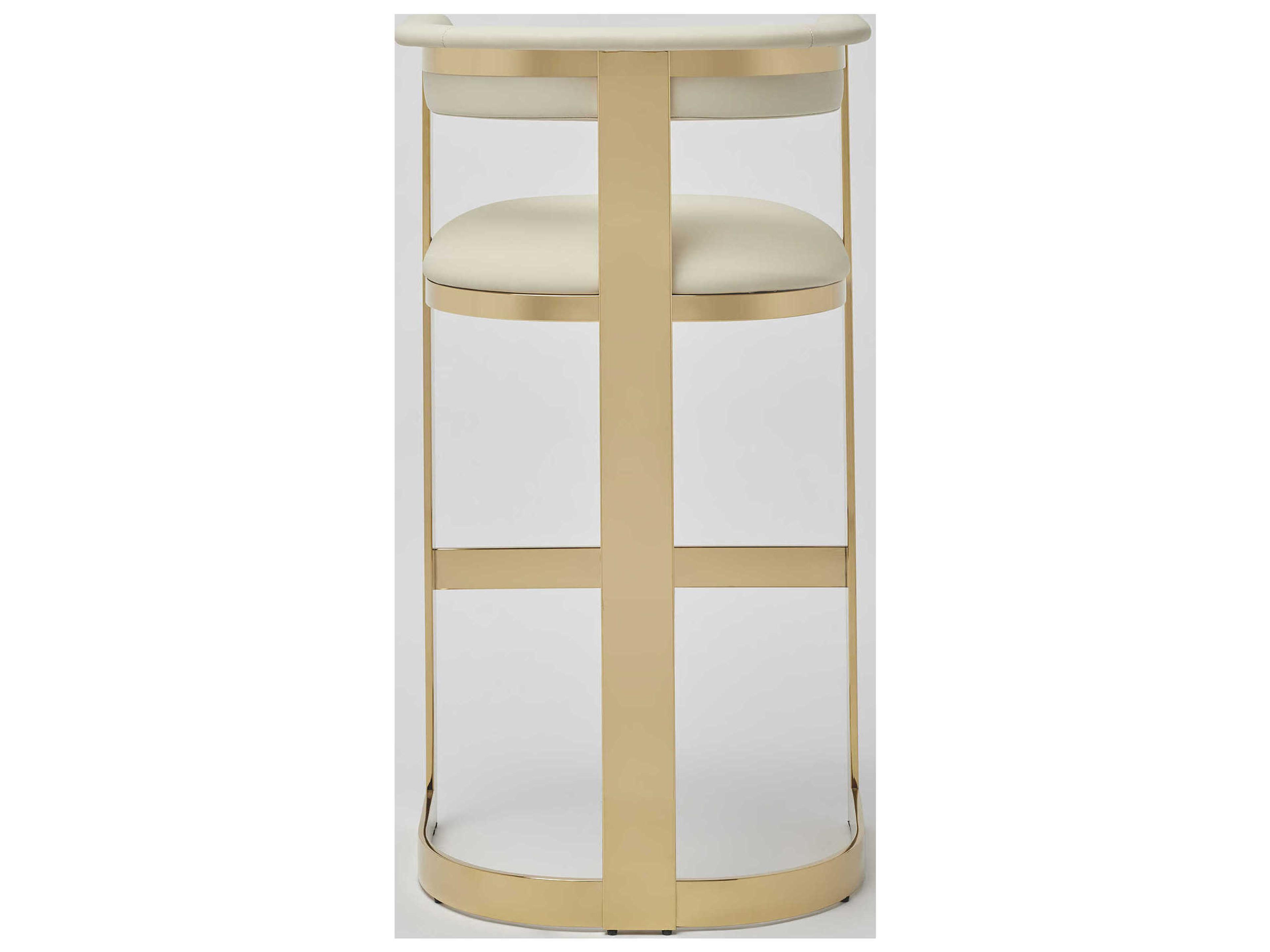 Interlude Home Darcy Polished Brass Buff Cream Leather Bar Stool