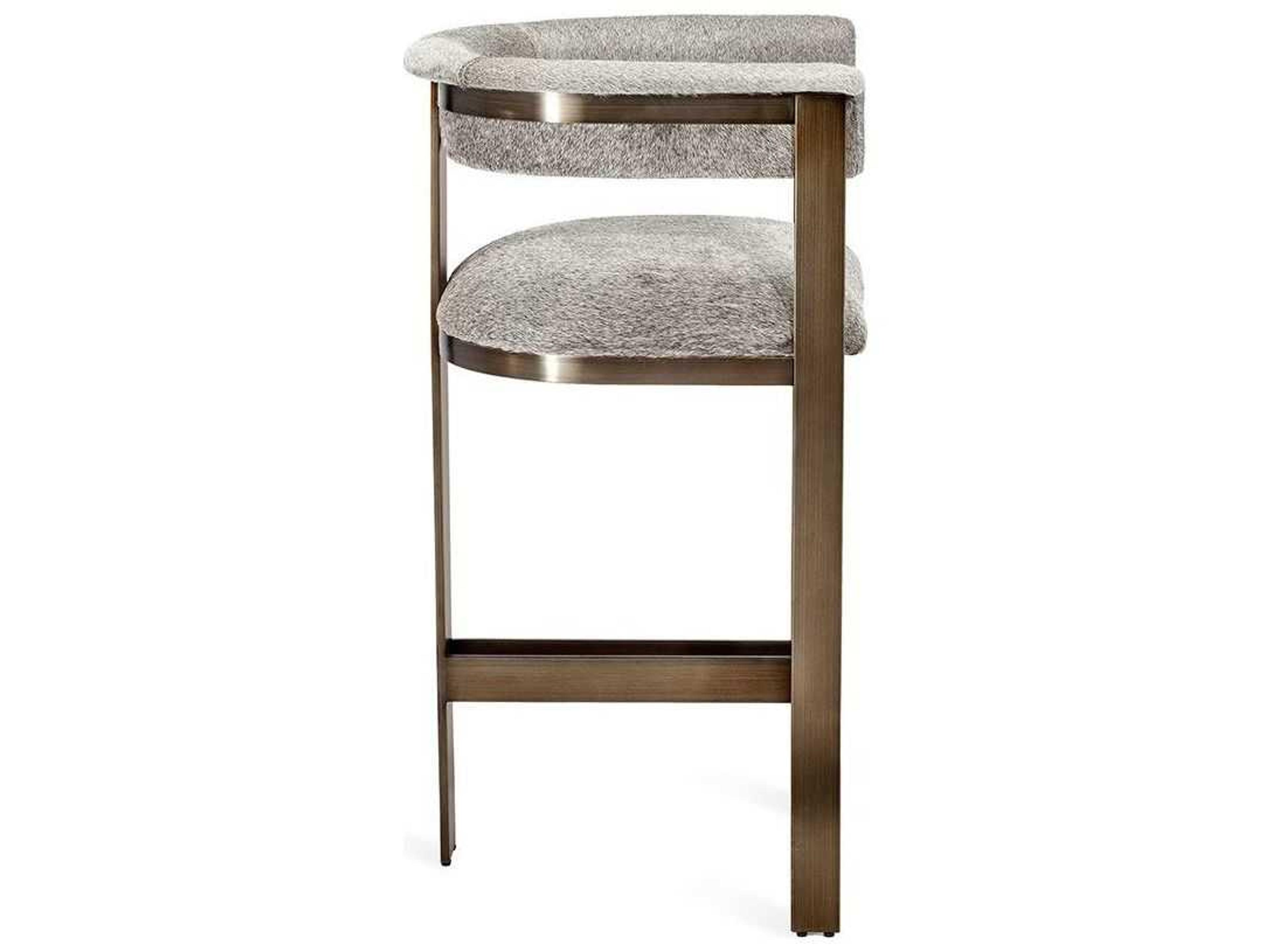 Interlude Home Darcy Leather Antique Bronze Natural Grey Counter Stool