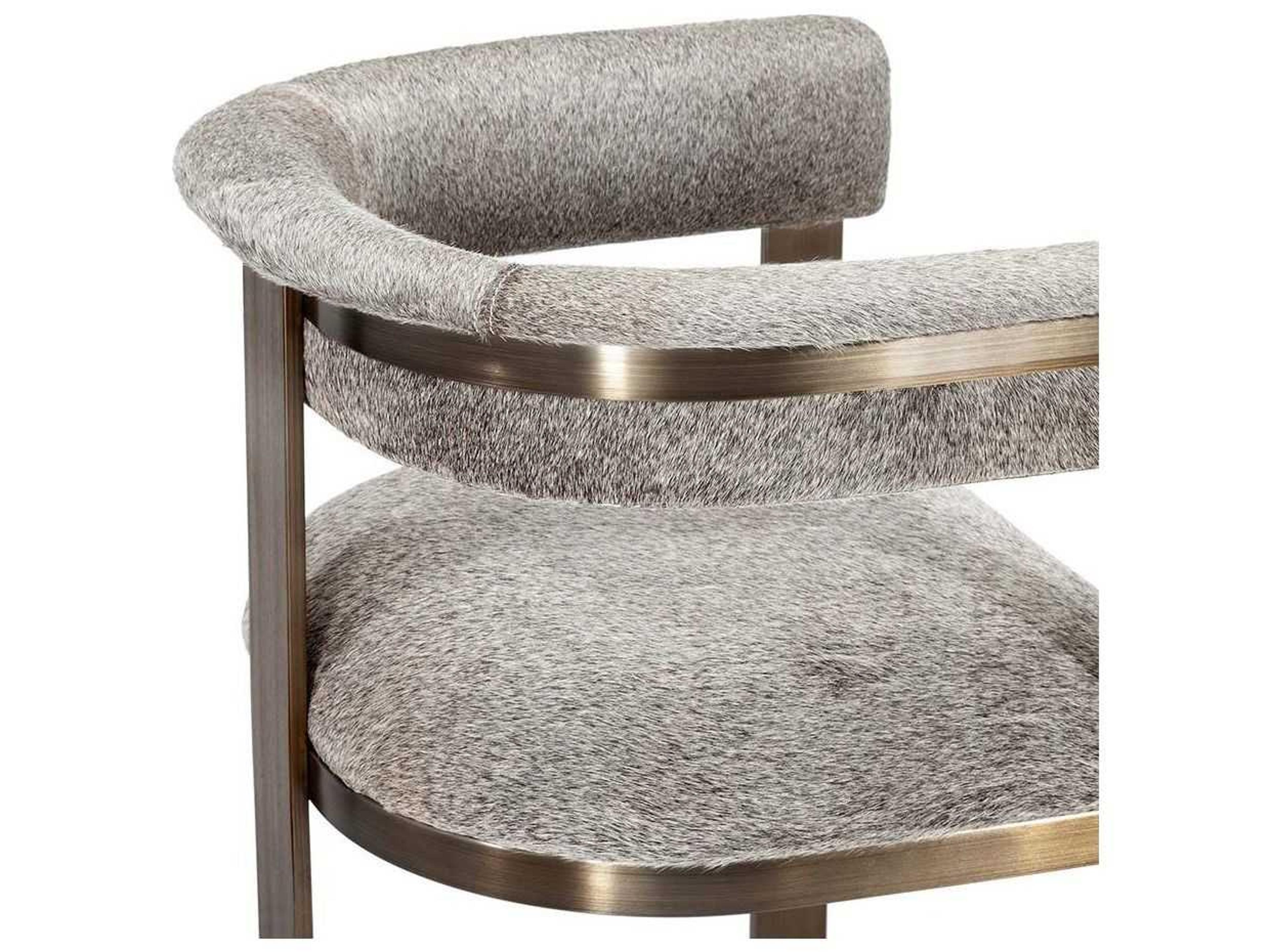 Interlude Home Darcy Leather Antique Bronze Natural Grey Counter Stool