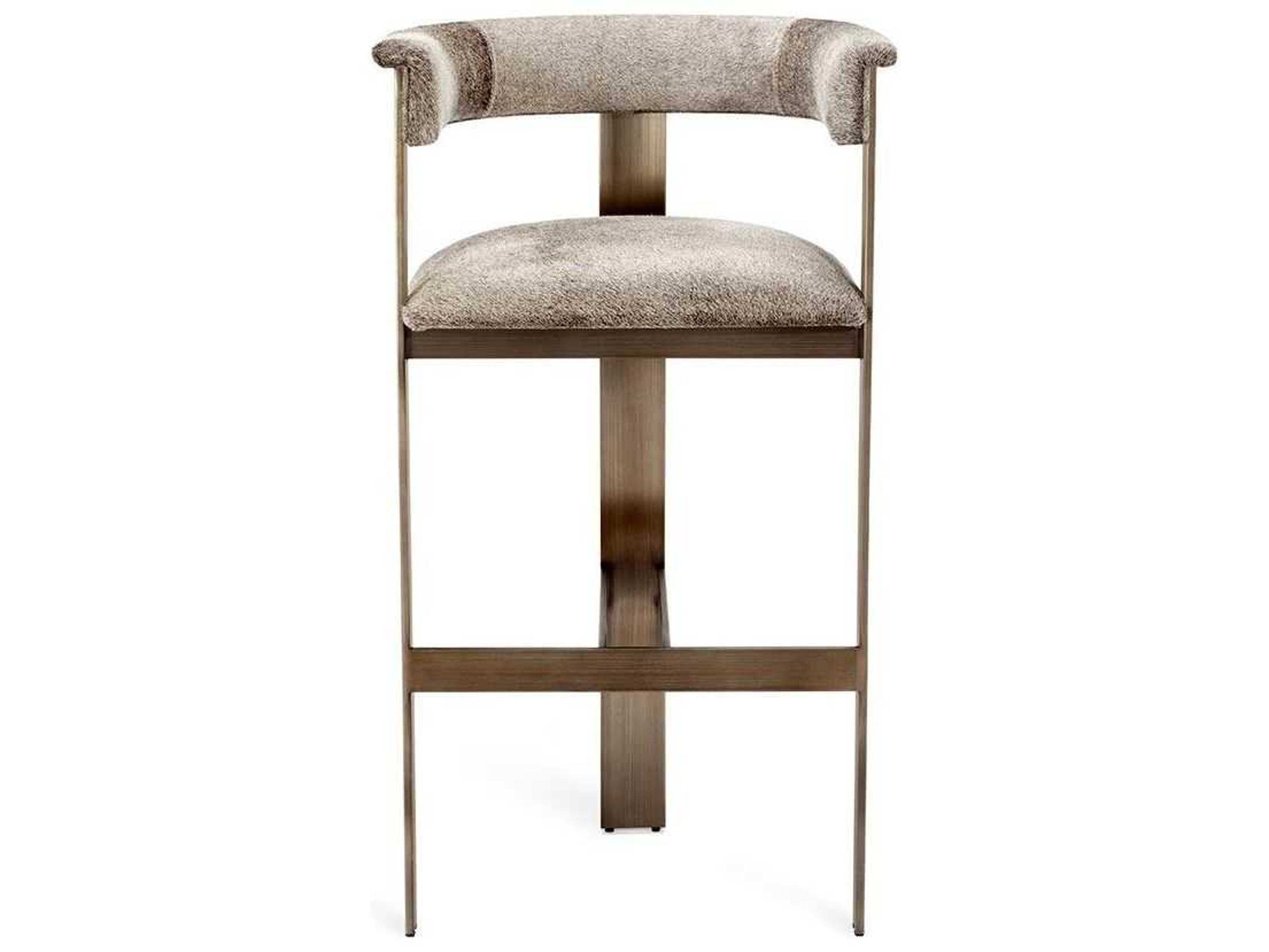 Interlude Home Darcy Leather Antique Bronze Natural Grey Bar Stool
