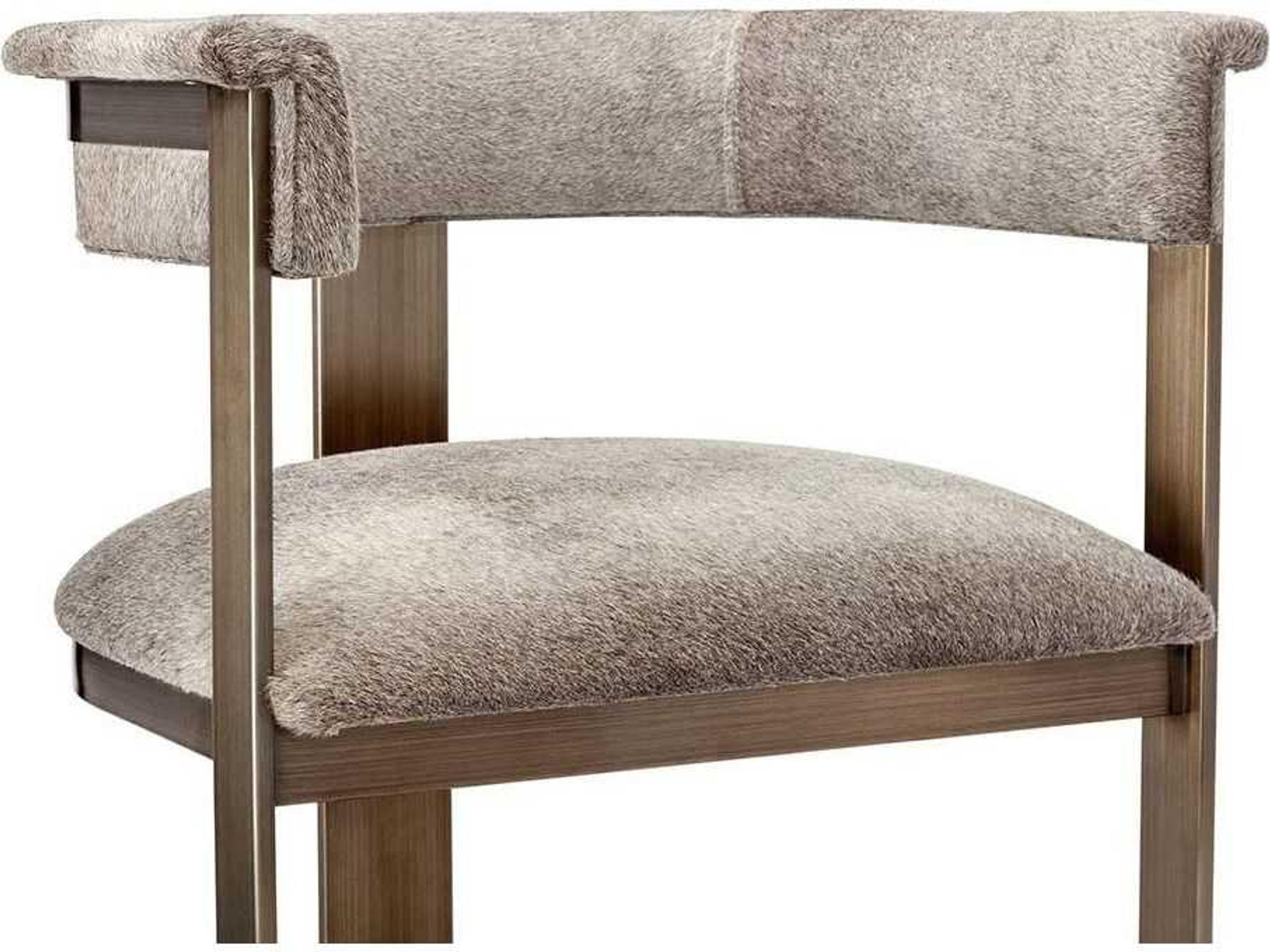 Interlude Home Darcy Leather Antique Bronze Natural Grey Bar Stool