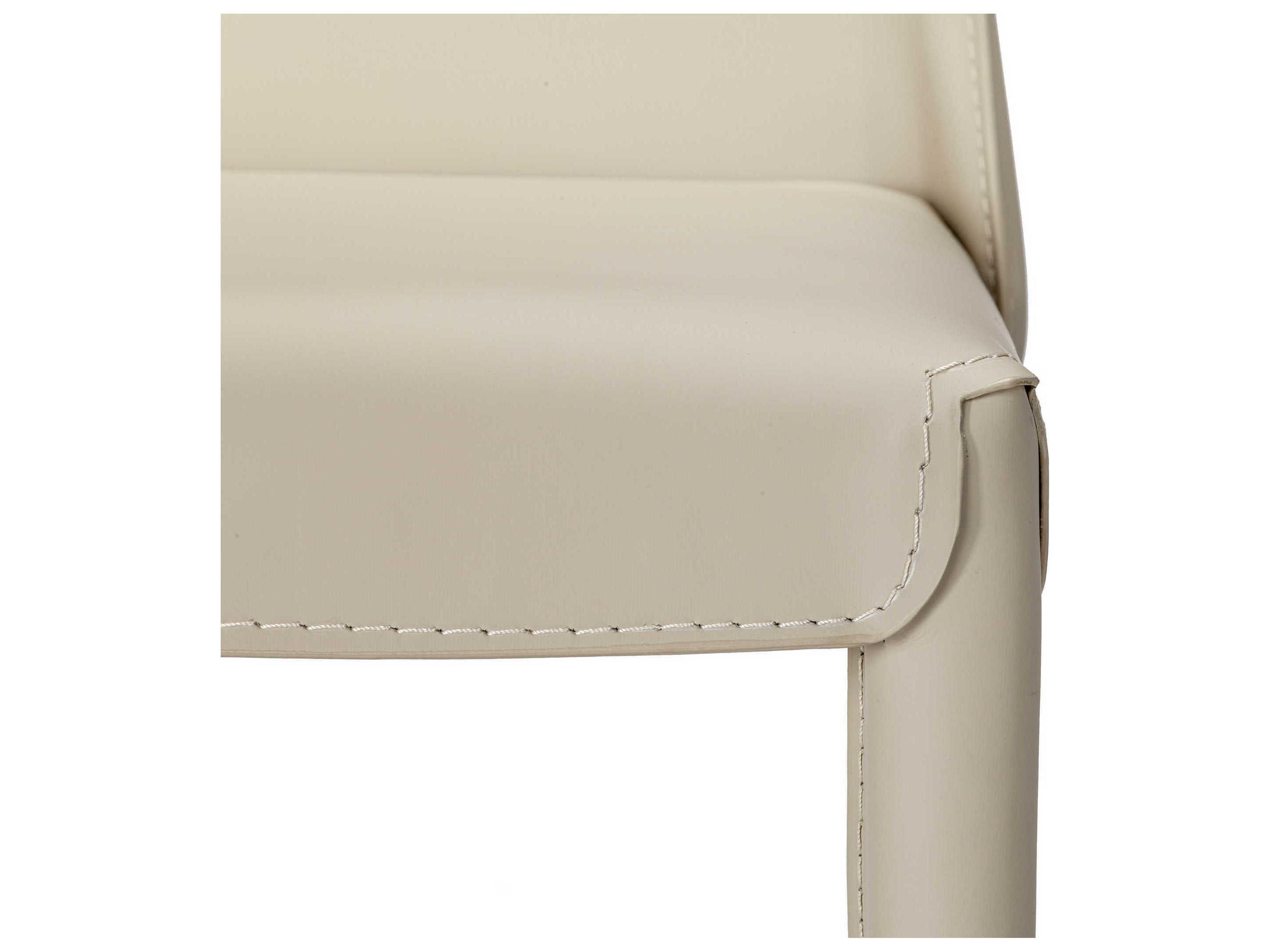 Interlude Home Malin Leather Mediterranean Sand Polished Nickel Counter Stool