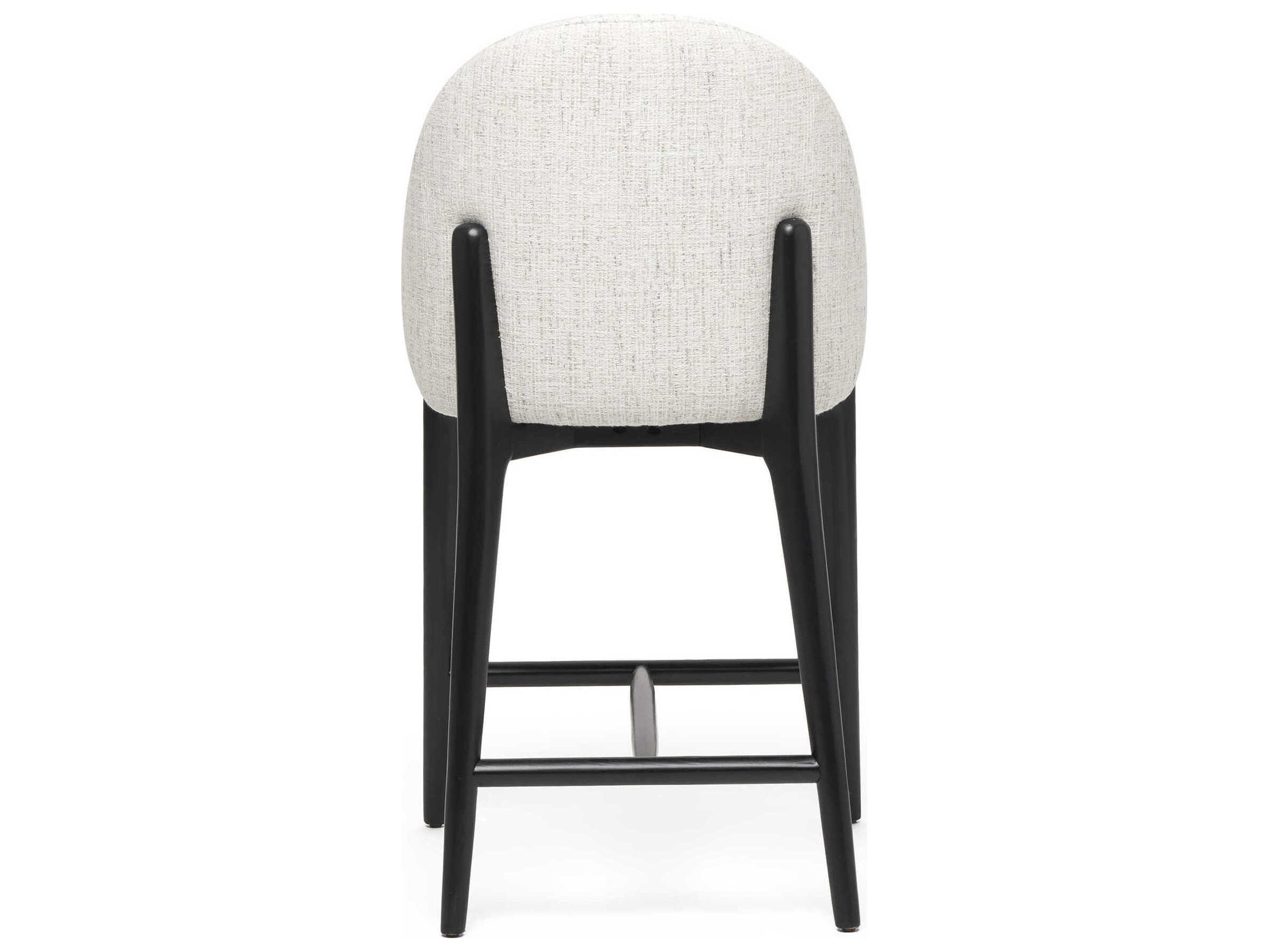 Interlude Home Oakley Matte Black Beach Heather Upholstered Ash Wood Counter Stool