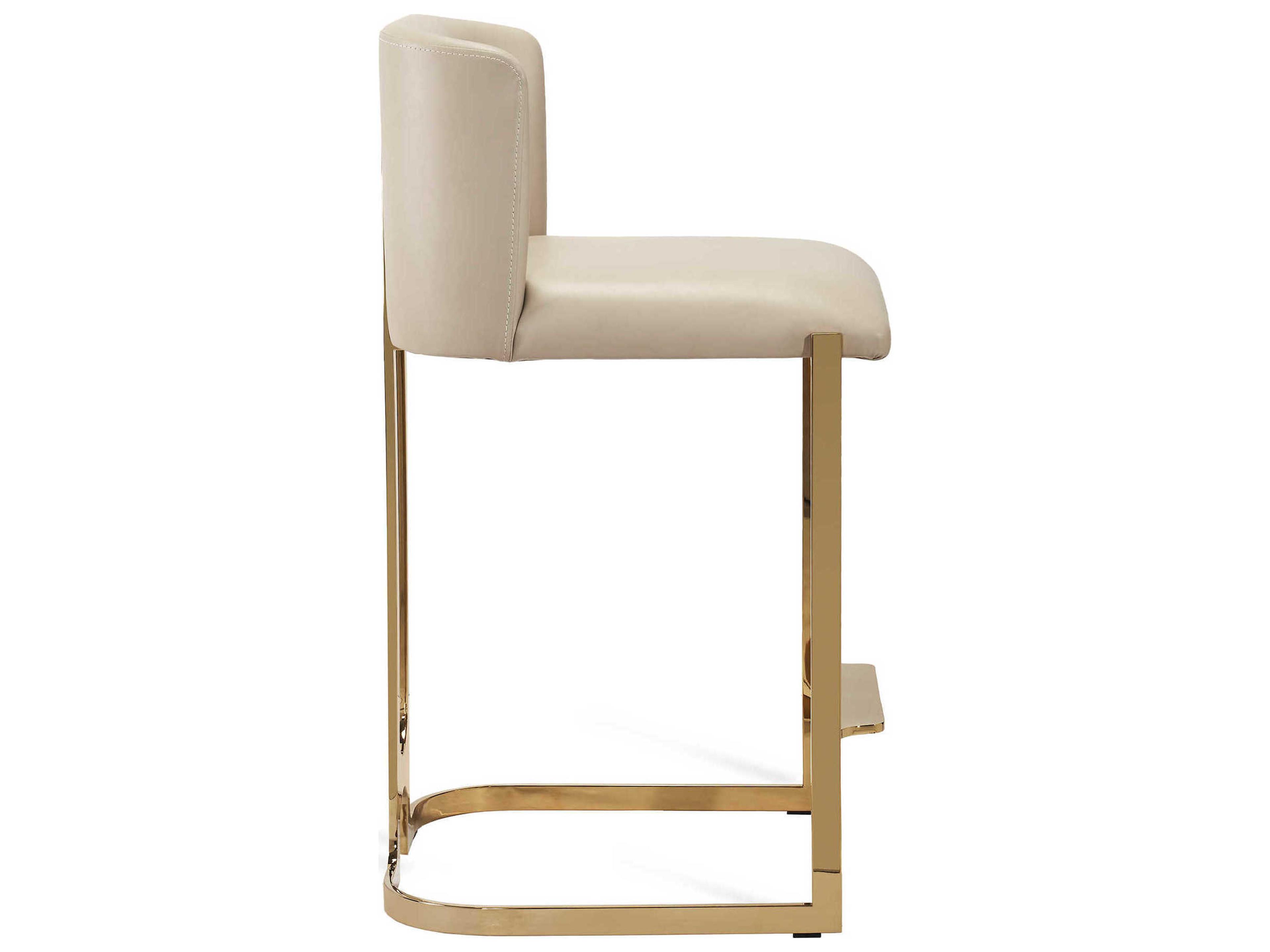 Interlude Home Banks Polished Brass Cream Latte Counter Stool