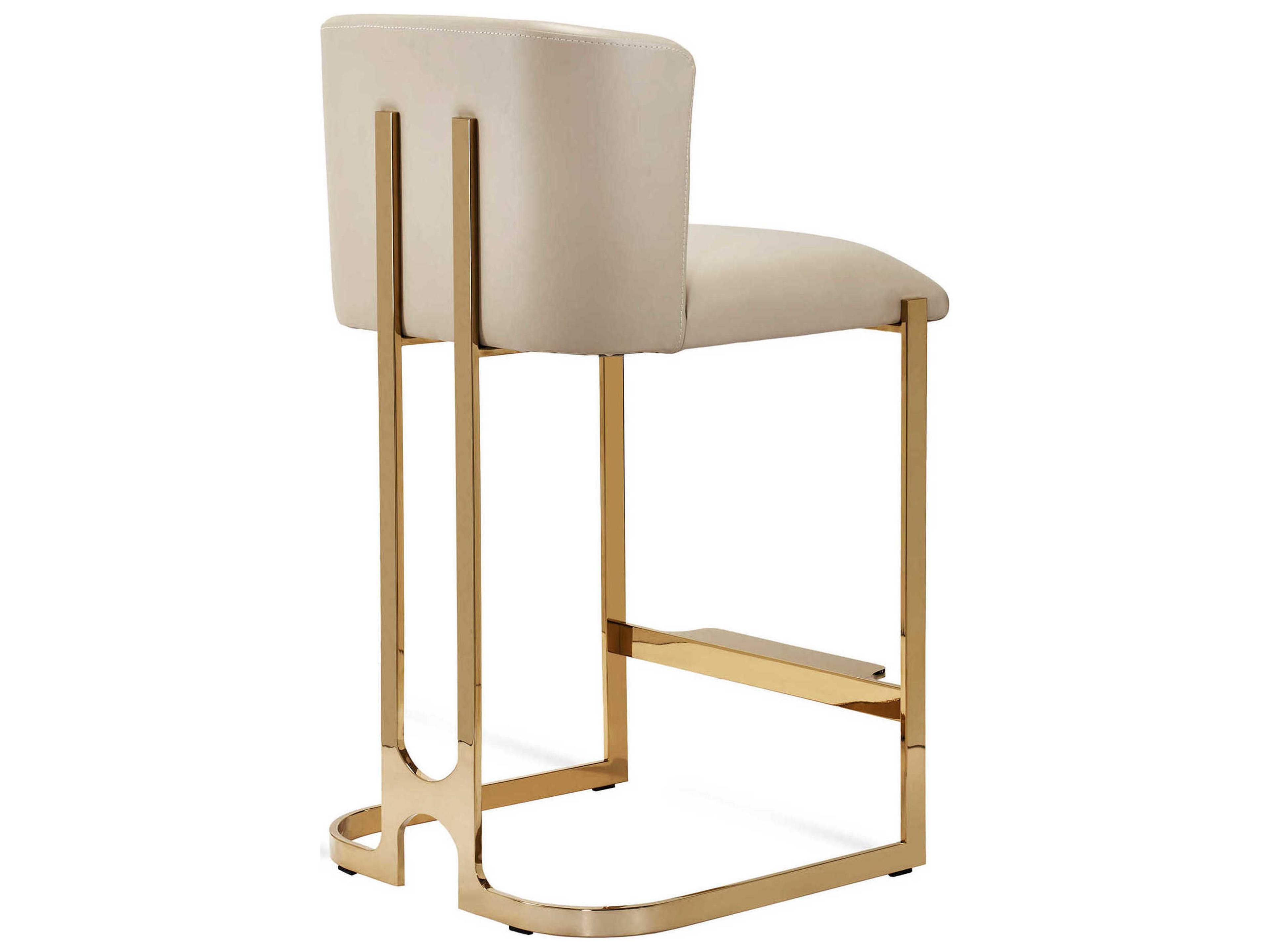 Interlude Home Banks Polished Brass Cream Latte Counter Stool