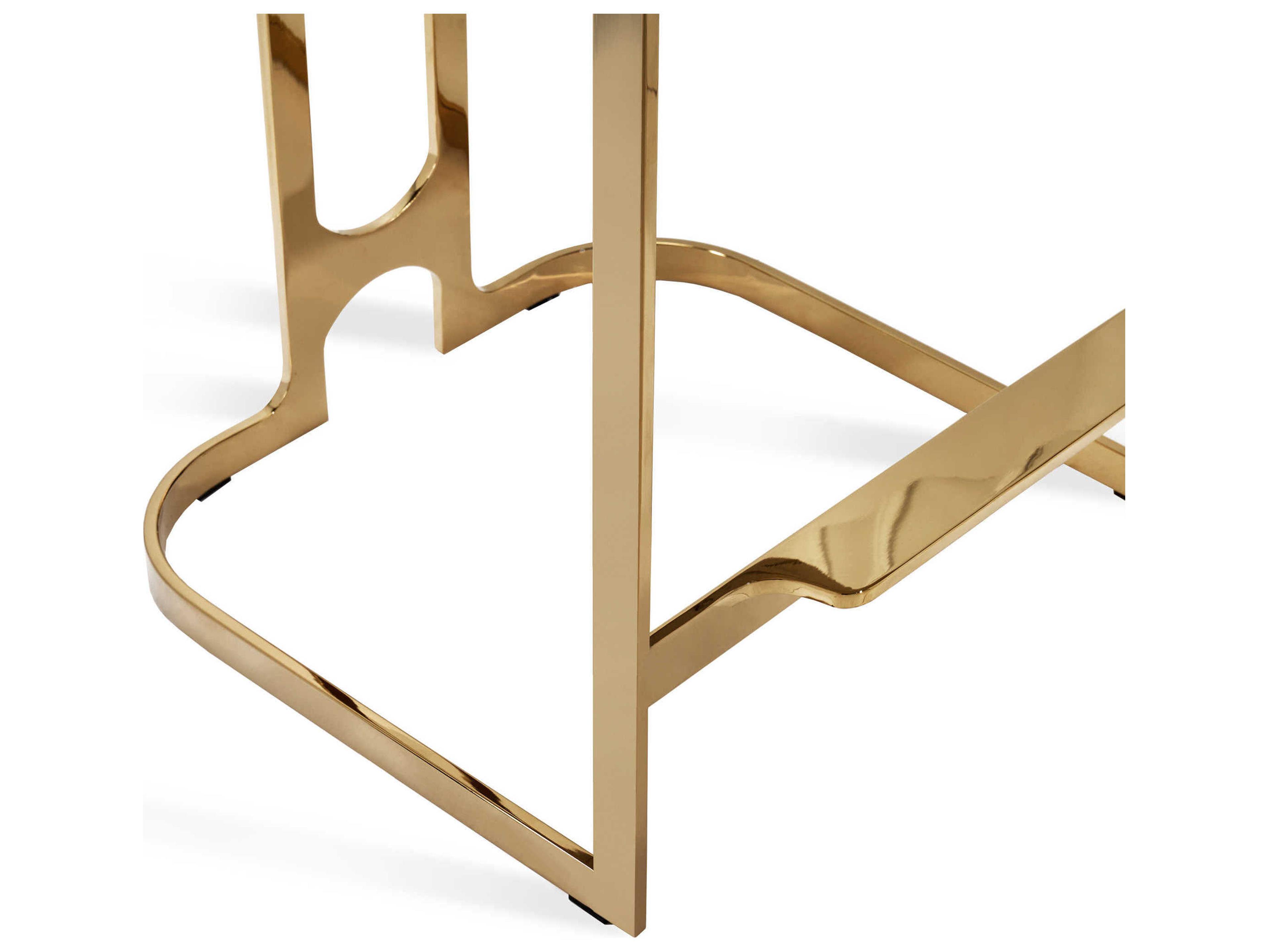 Interlude Home Banks Polished Brass Cream Latte Counter Stool