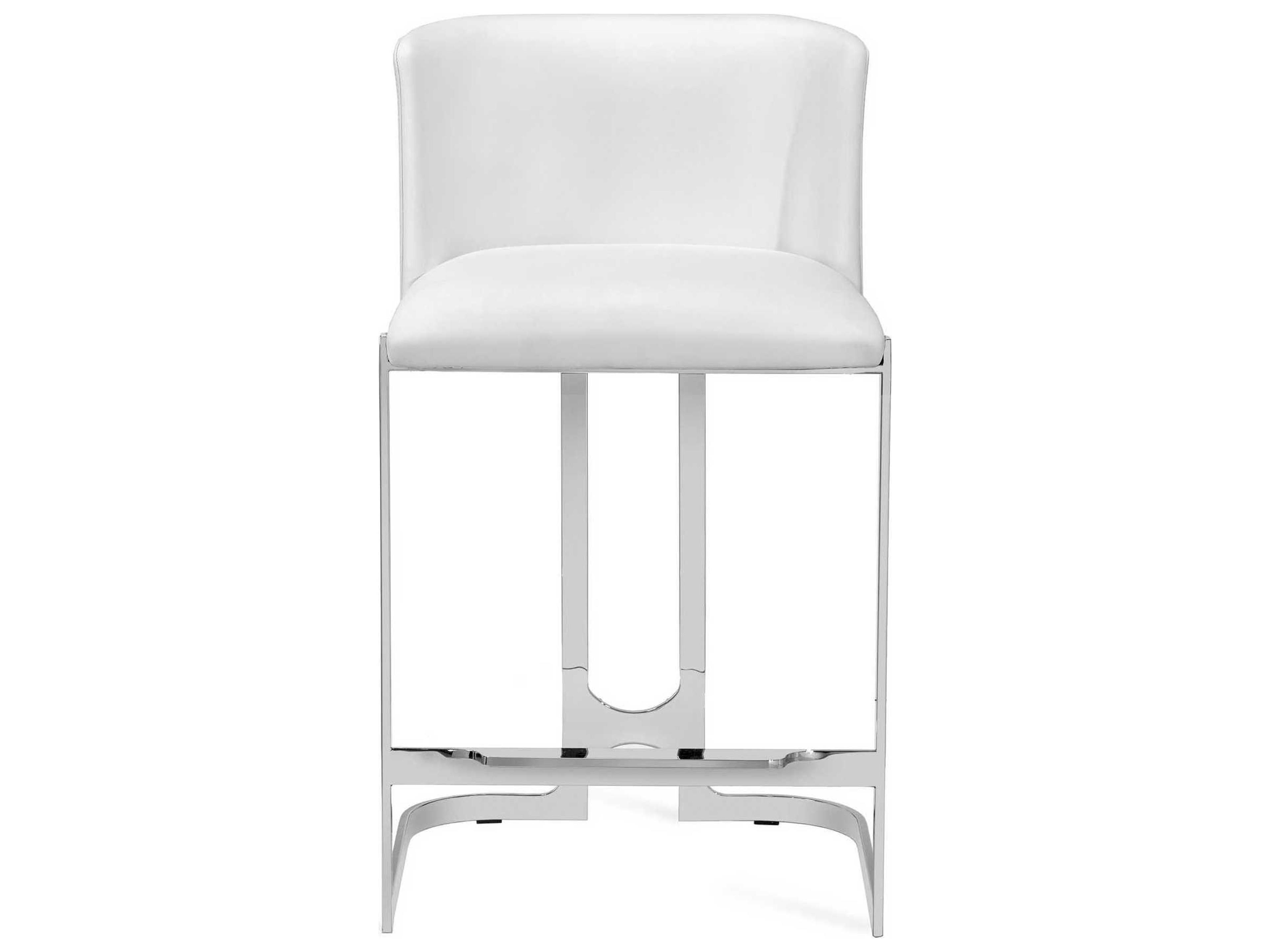 Interlude Home Banks Polished Nickel Alpine White Counter Stool