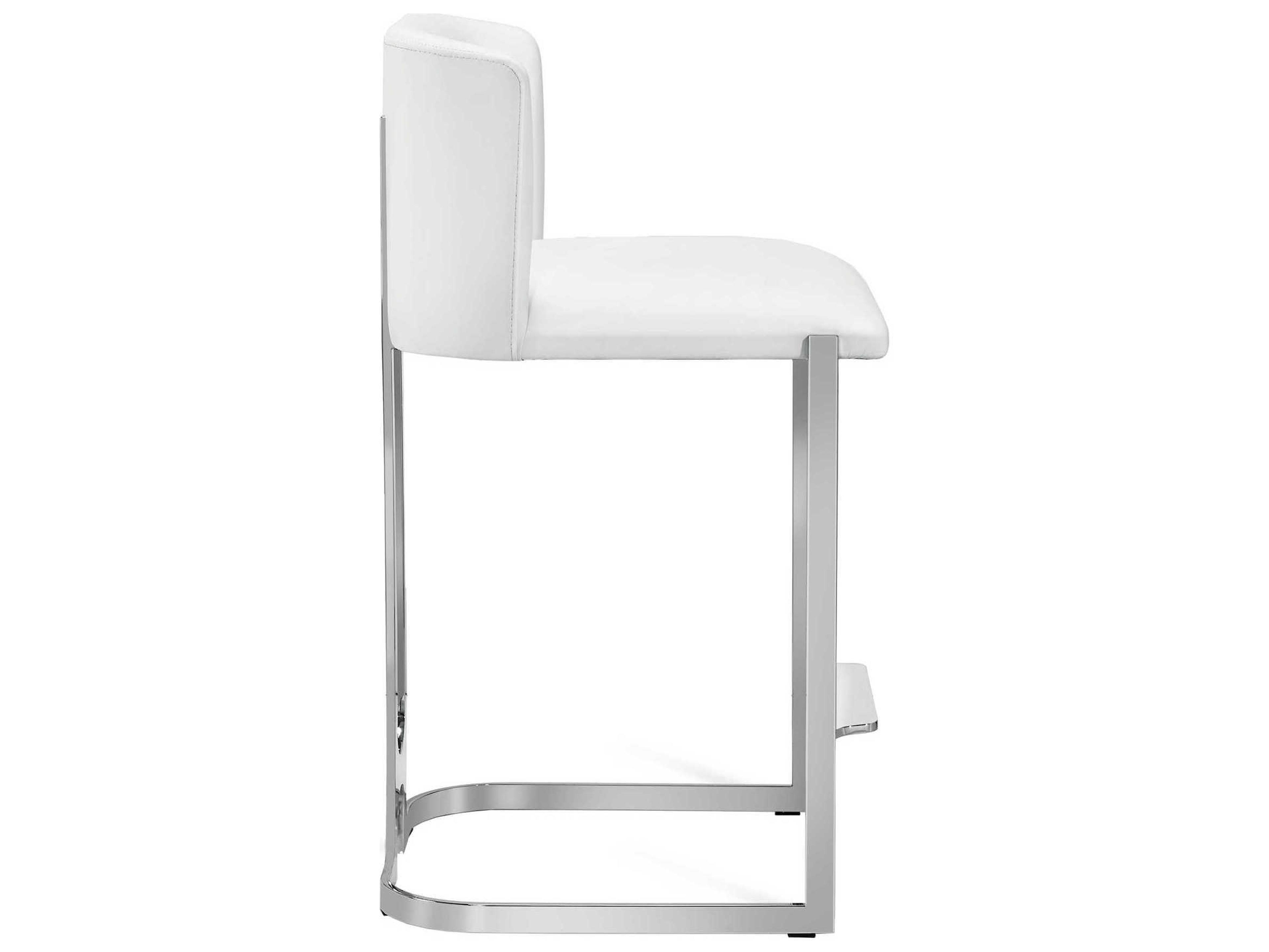 Interlude Home Banks Polished Nickel Alpine White Counter Stool
