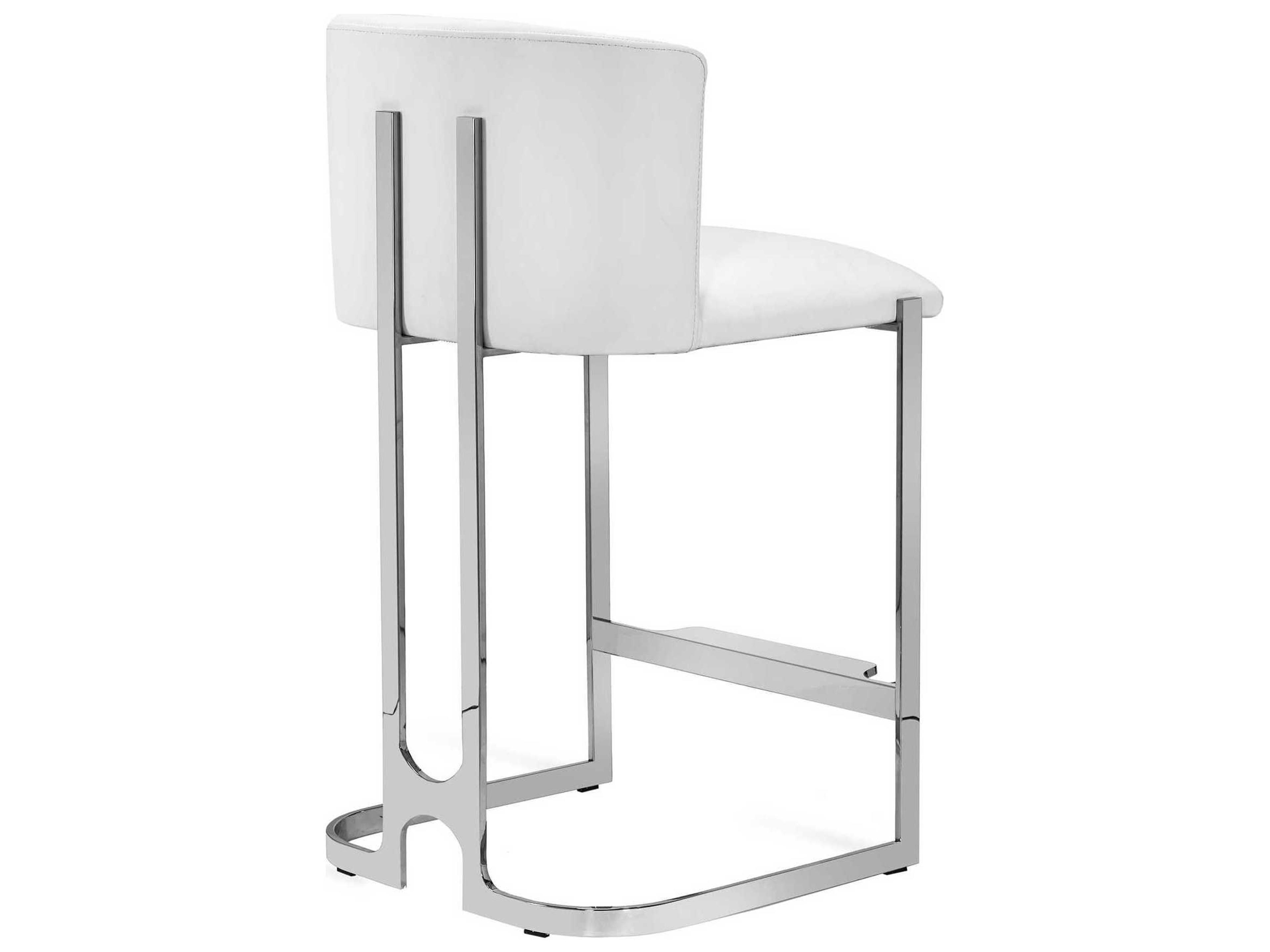 Interlude Home Banks Polished Nickel Alpine White Counter Stool