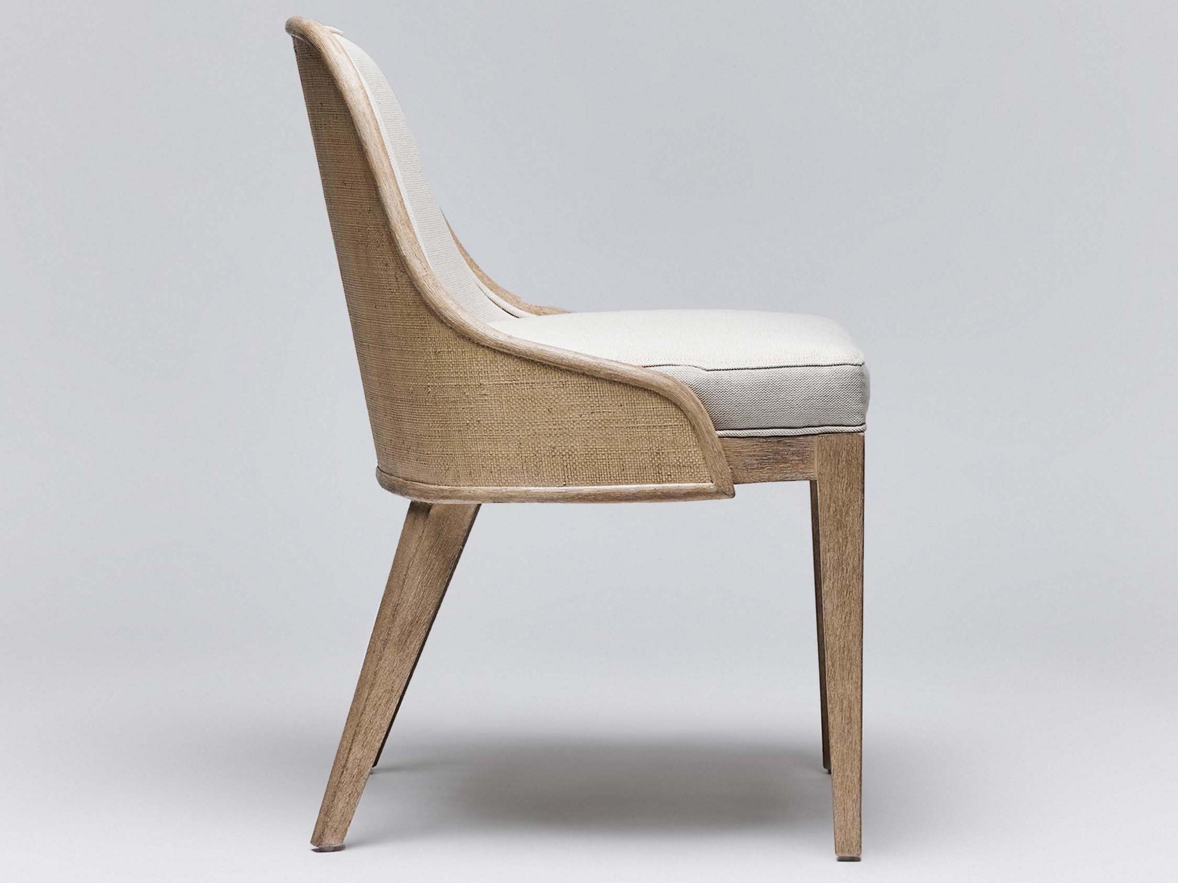 Interlude Home Siesta Mahogany Wood Natural Upholstered Armless Dining Chair