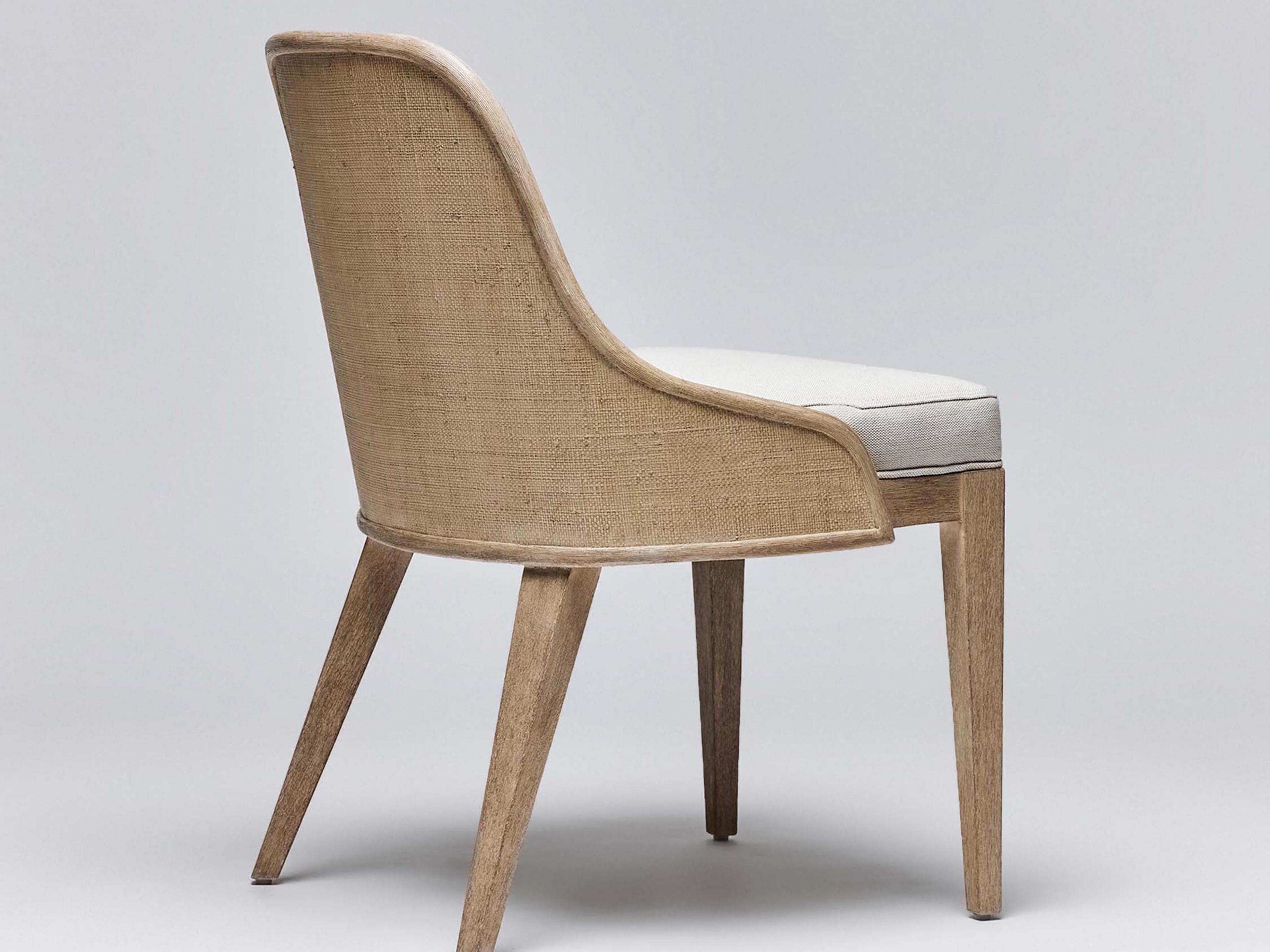 Interlude Home Siesta Mahogany Wood Natural Upholstered Armless Dining Chair