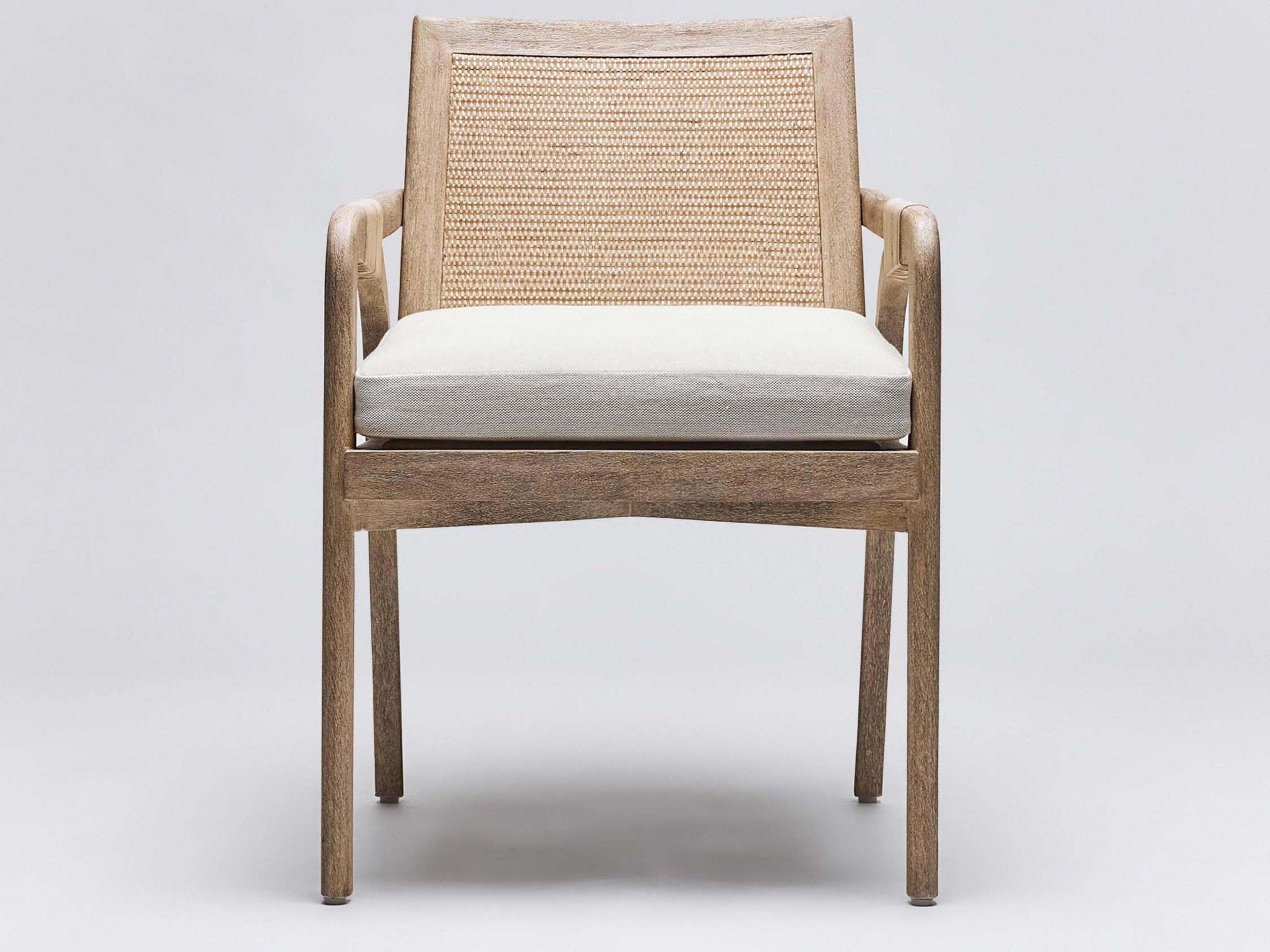 Interlude Home Delray Mahogany Wood Brown Upholstered Arm Dining Chair