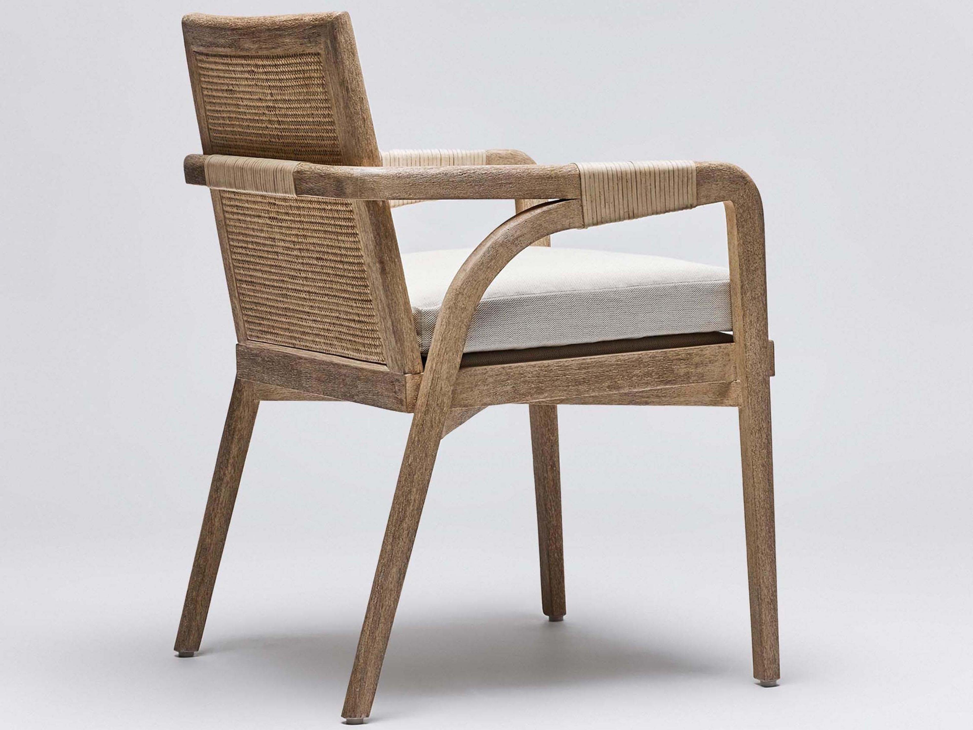 Interlude Home Delray Mahogany Wood Brown Upholstered Arm Dining Chair