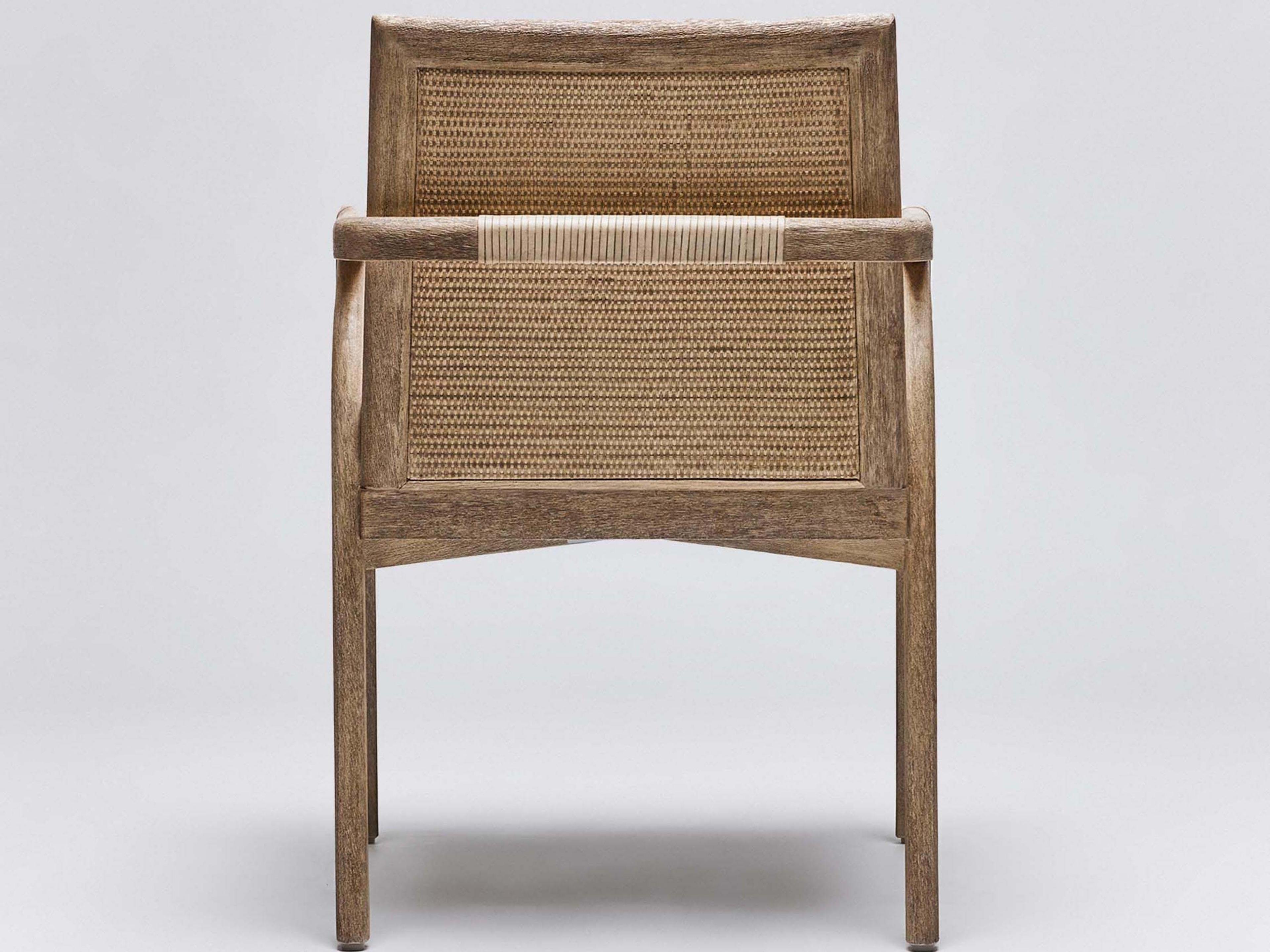 Interlude Home Delray Mahogany Wood Brown Upholstered Arm Dining Chair