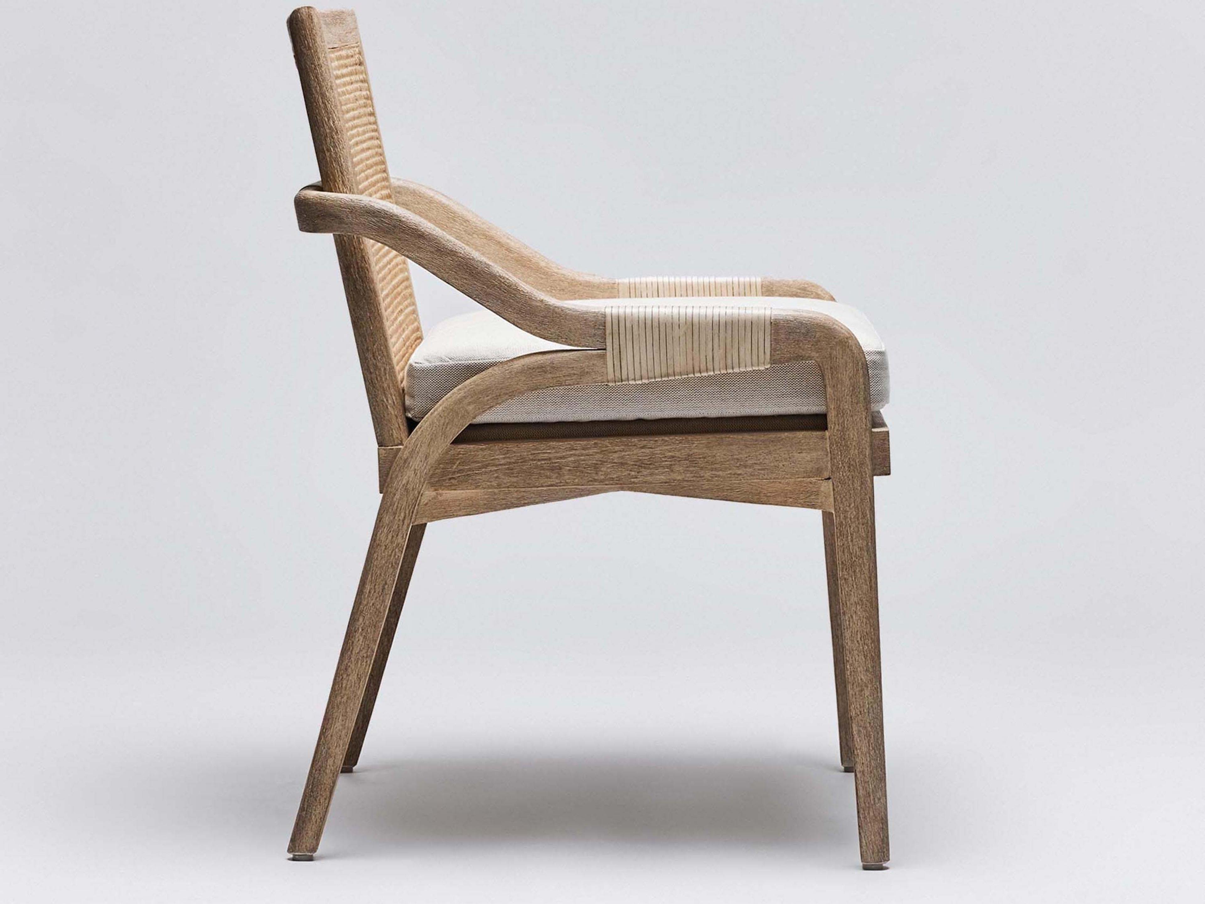 Interlude Home Delray Mahogany Wood Brown Upholstered Arm Dining Chair