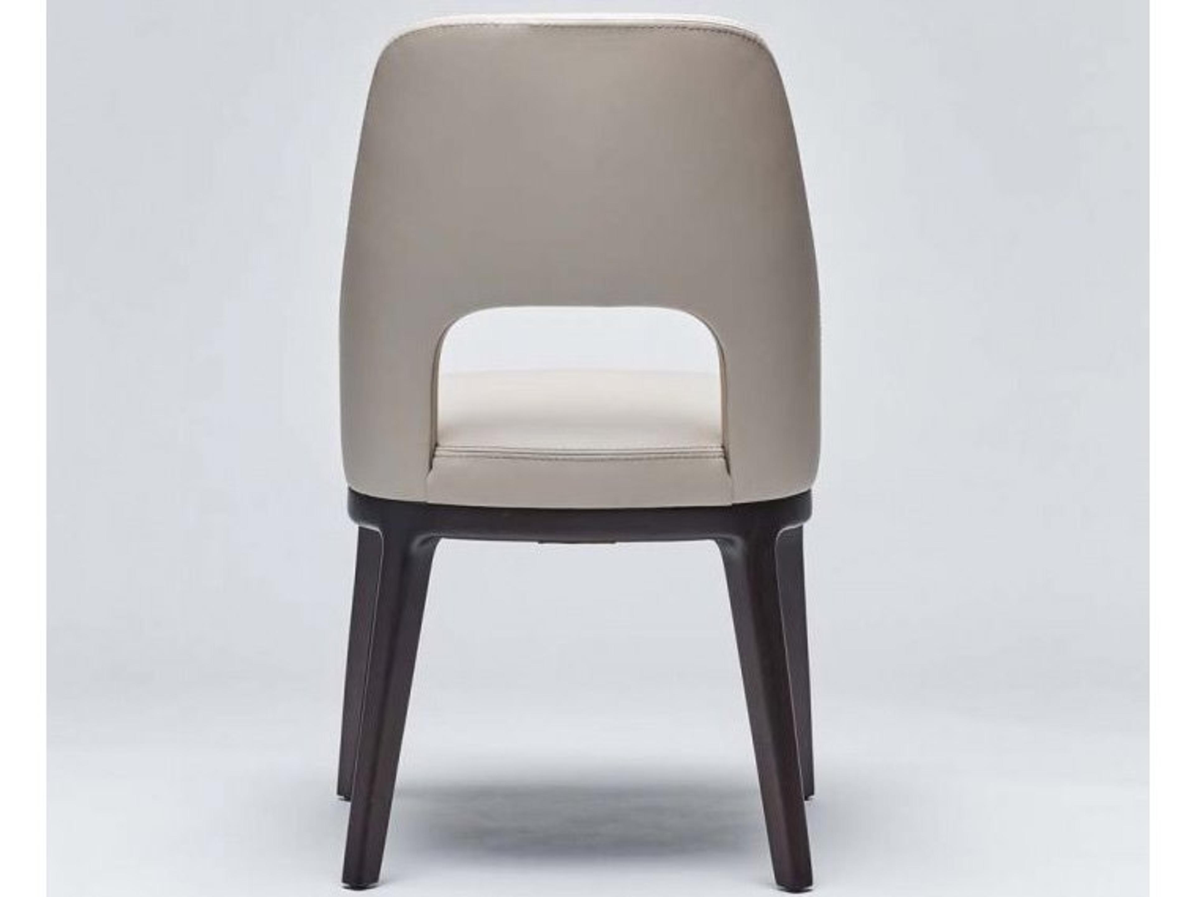 Interlude Home Canton Leather Mahogany Wood Beige Upholstered Side Dining Chair