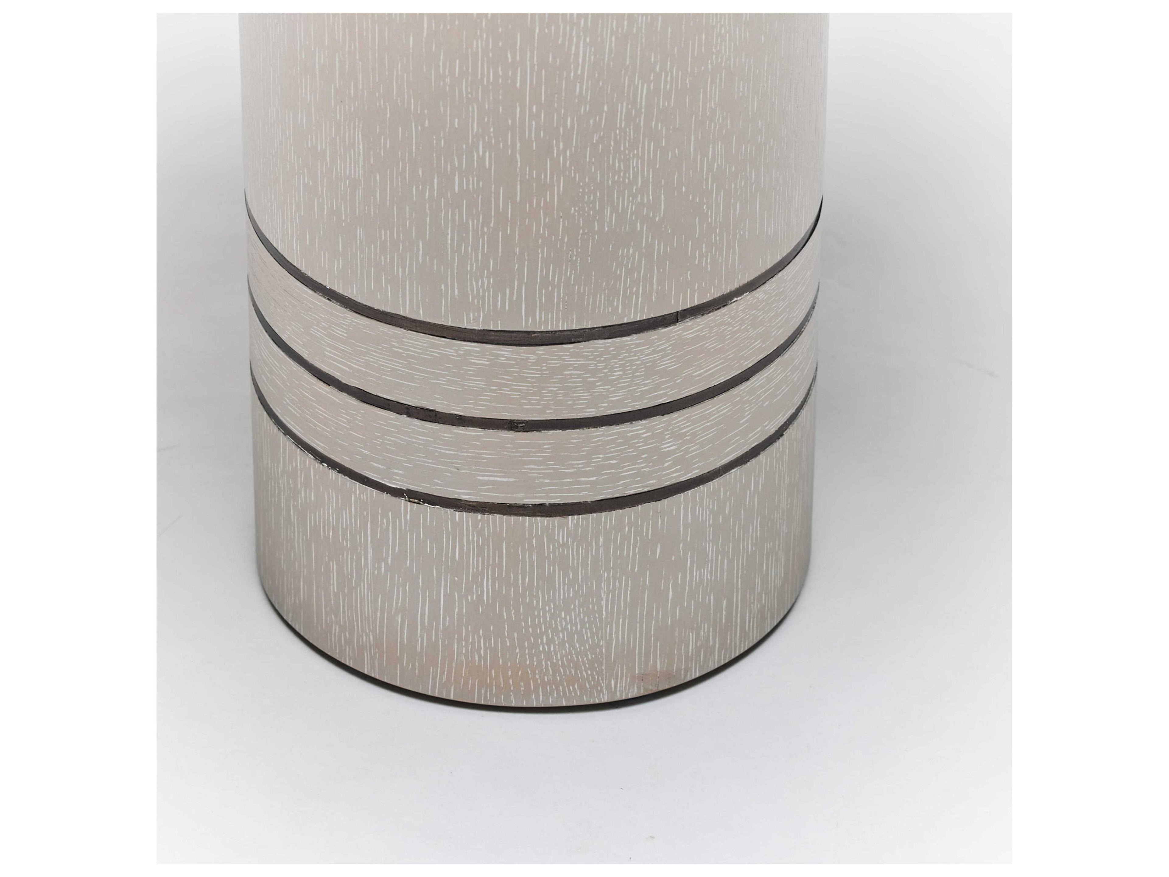 Interlude Home Hunt Round Wood Cliffside Grey Classic Bronze End Table