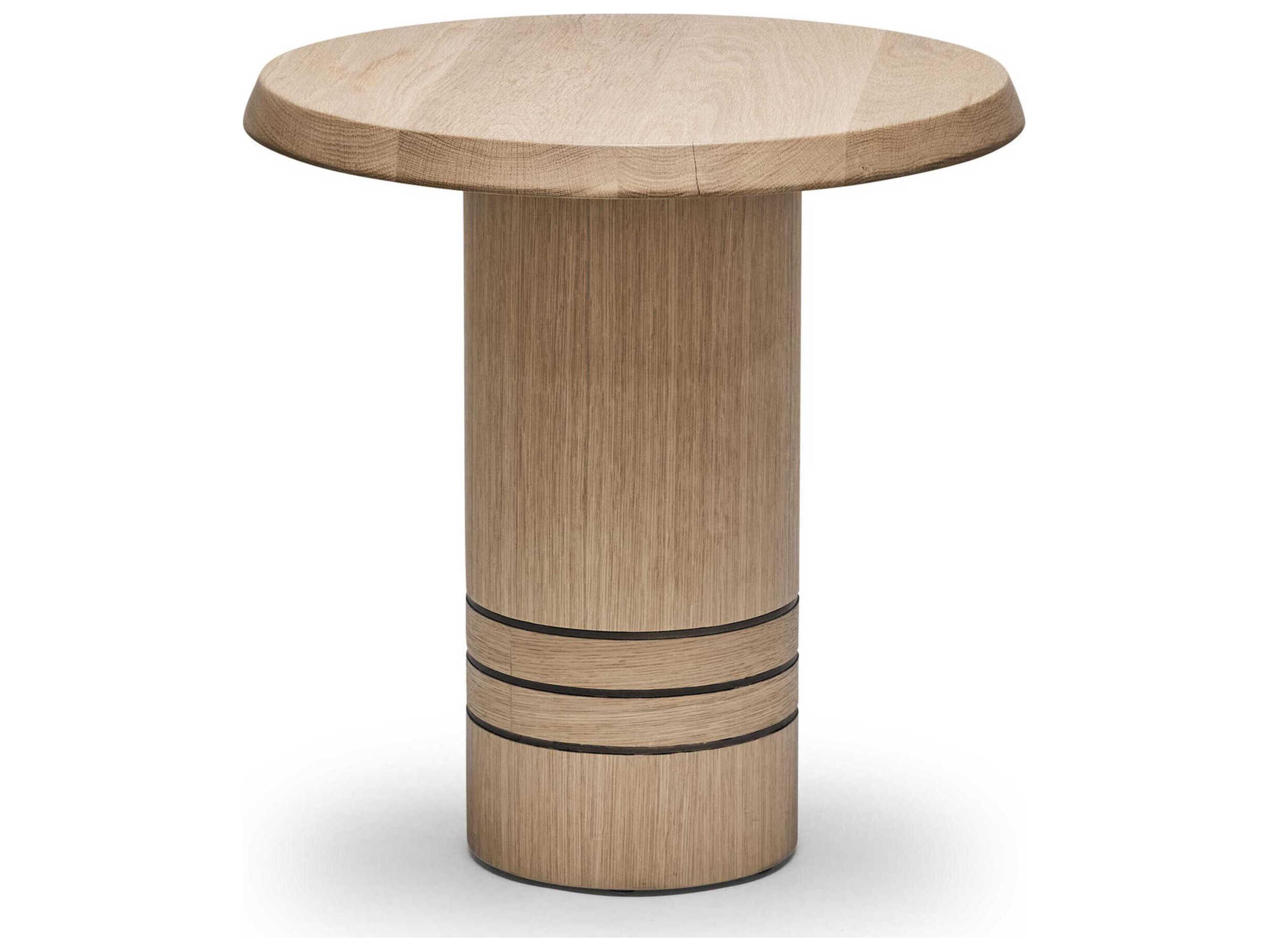 Hunt Round Wood Simply Natural Classic Bronze End Table