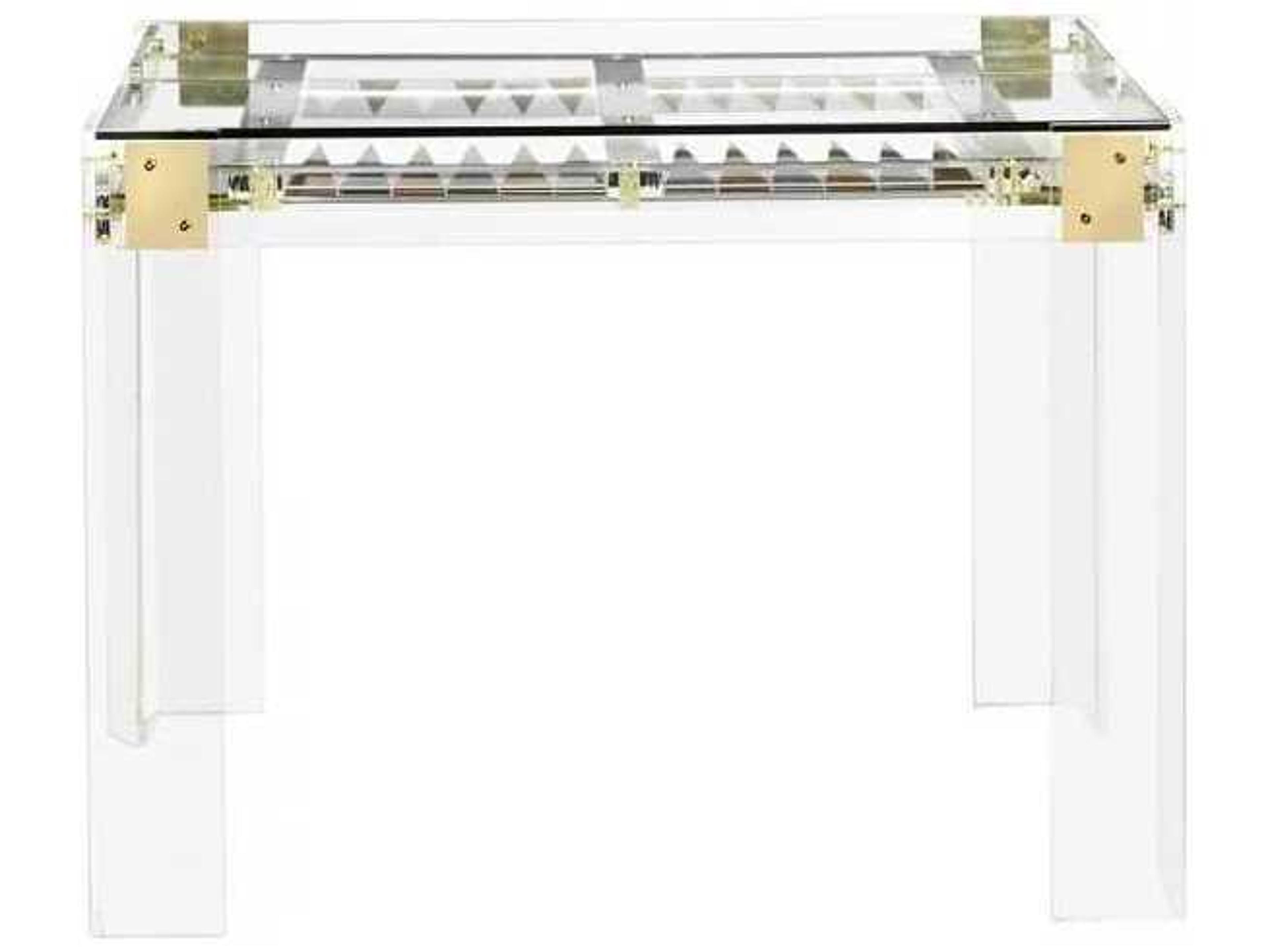 Interlude Home Gold Clear Shiny Brass Silver Game Table