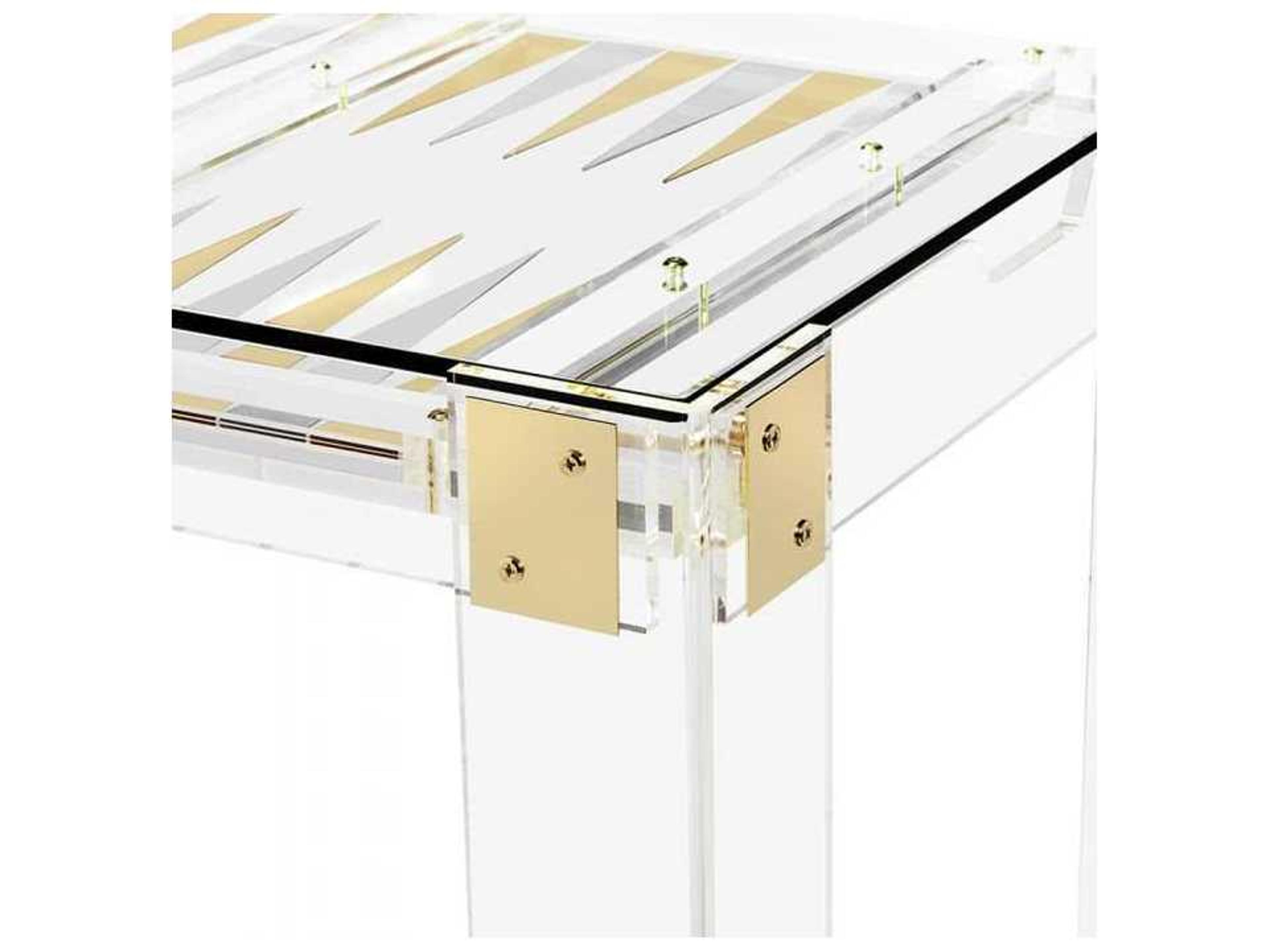 Interlude Home Gold Clear Shiny Brass Silver Game Table