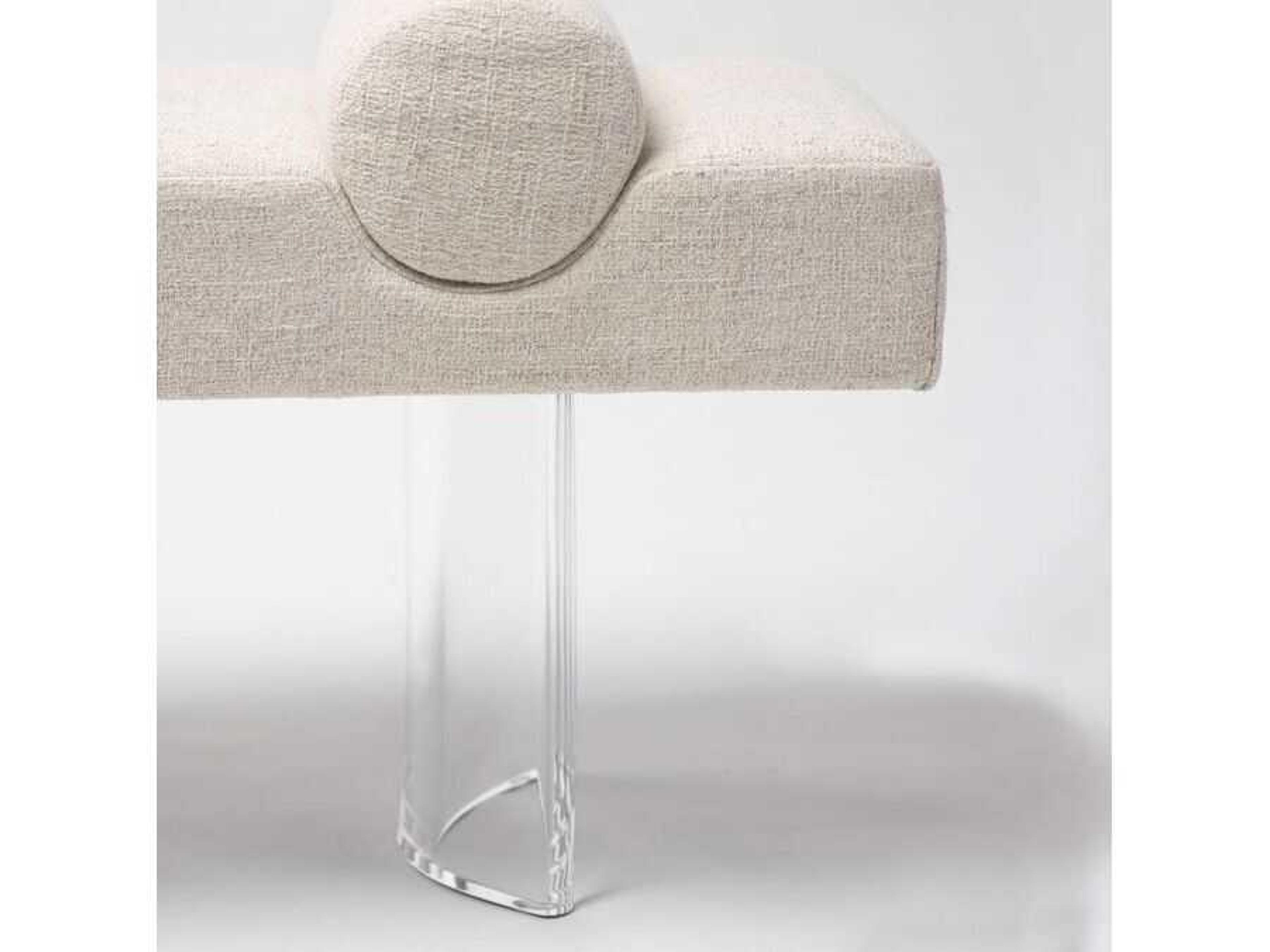 Interlude Home Bennett Clear Acrylic Aria Sand Cream Upholstered Accent Bench