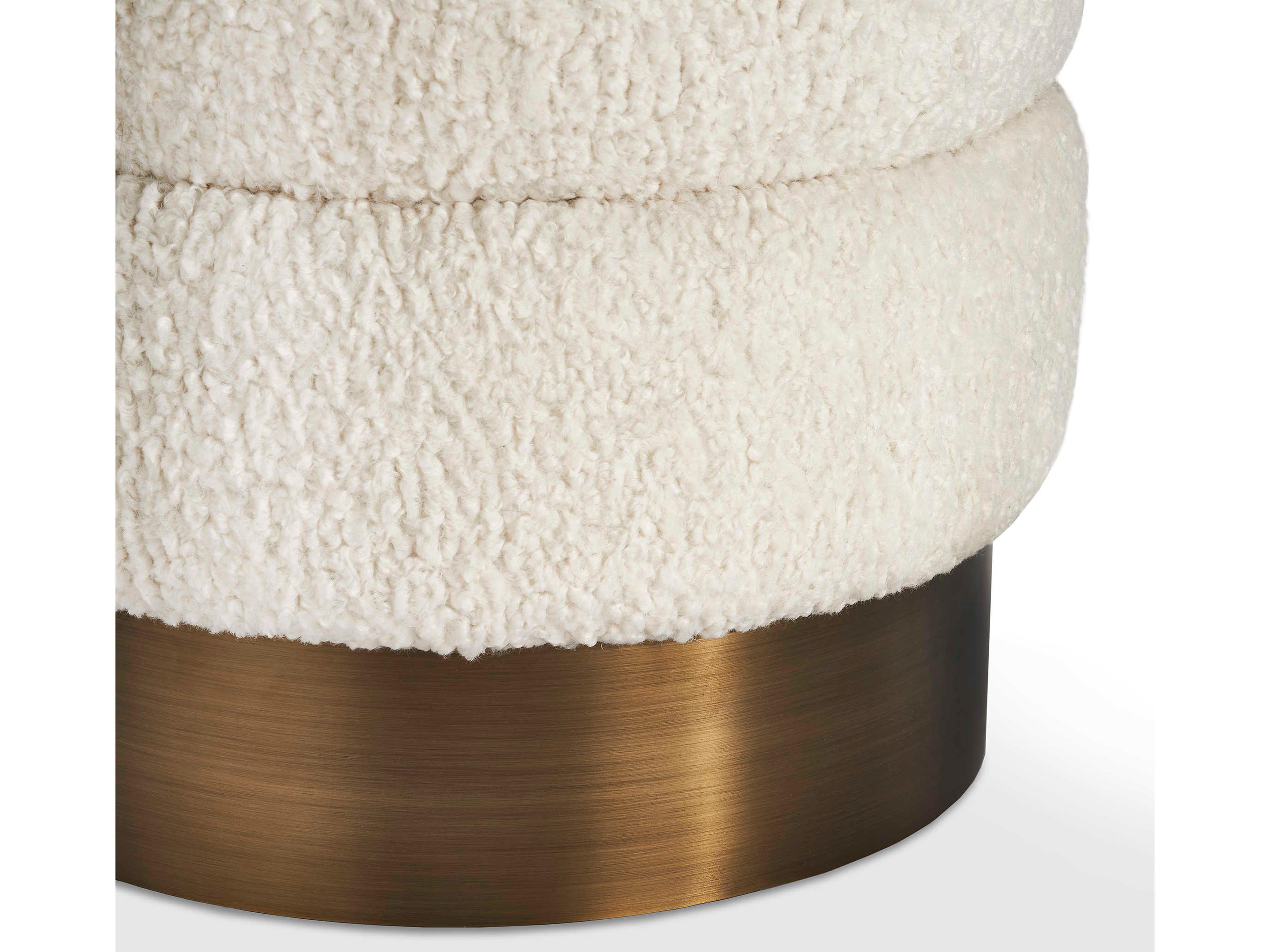 Interlude Home Charlize Cream Antique Bronze Upholstered Accent Stool