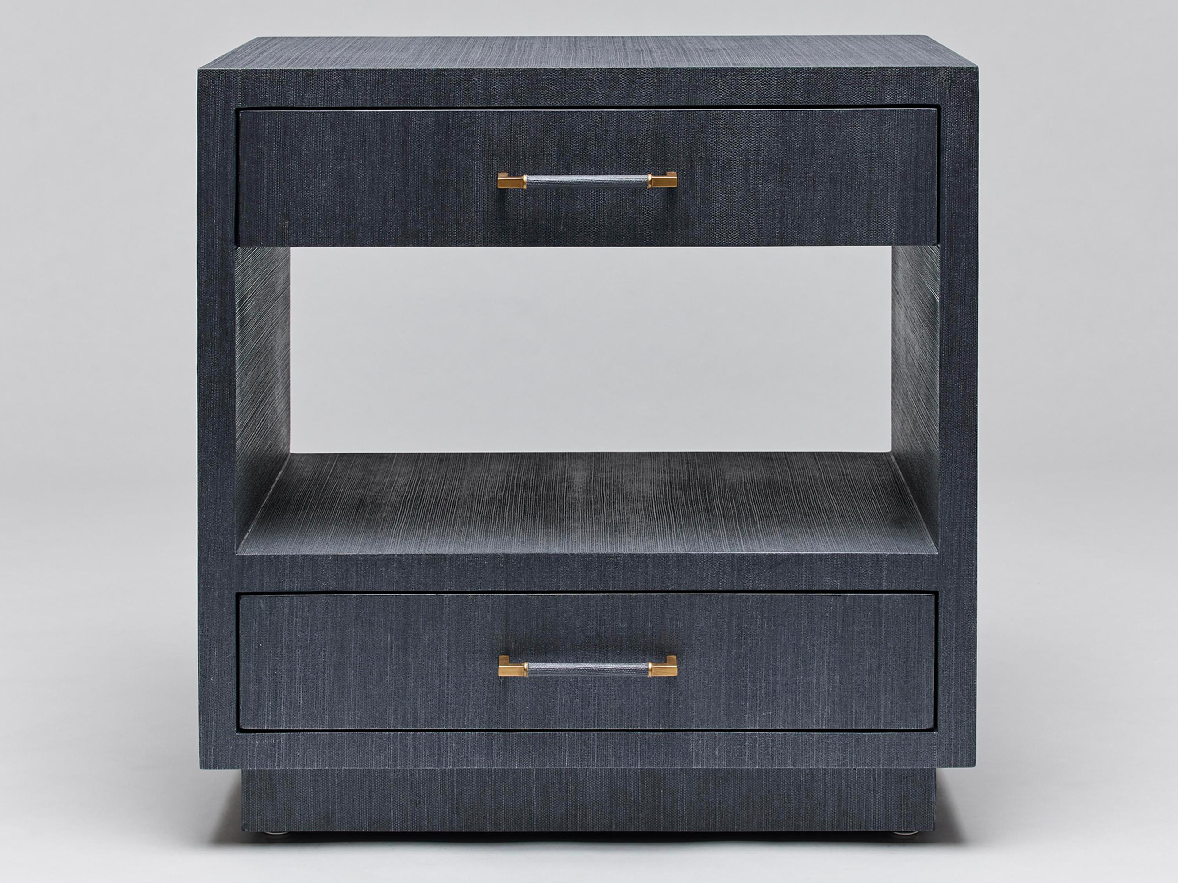 Interlude Home Taylor 2-Drawers Blue Chest Nightstand