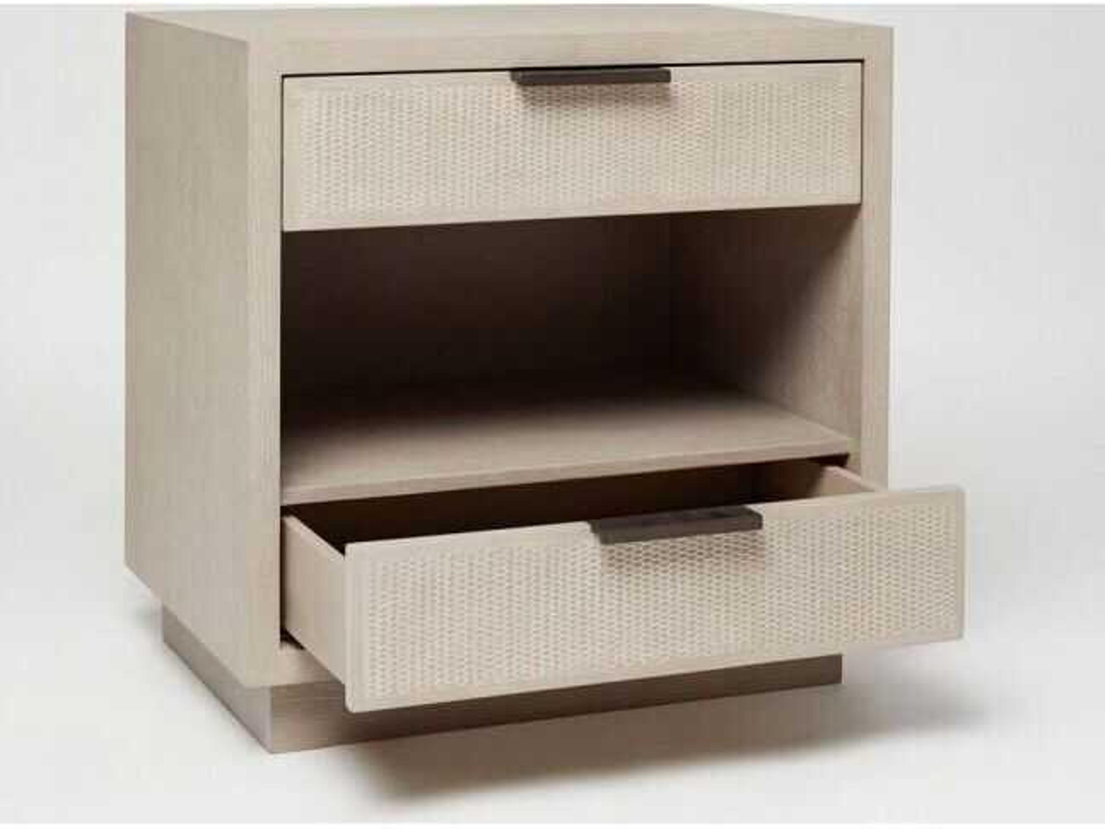 Interlude Home Holmes 2-Drawers Beige Oak Wood Nightstand