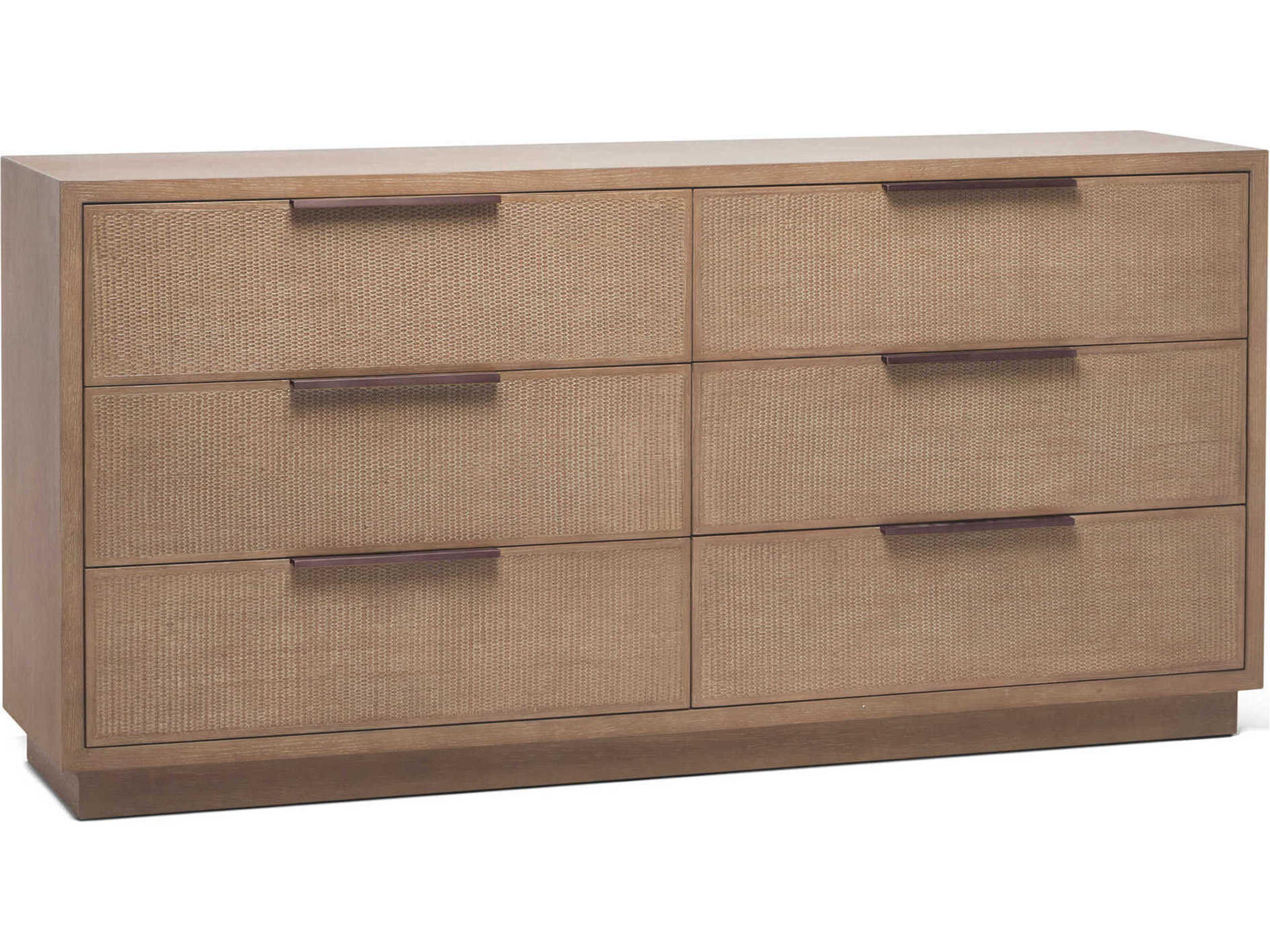 Interlude Home Holmes 6-Drawers Brown Oak Wood Double Dresser