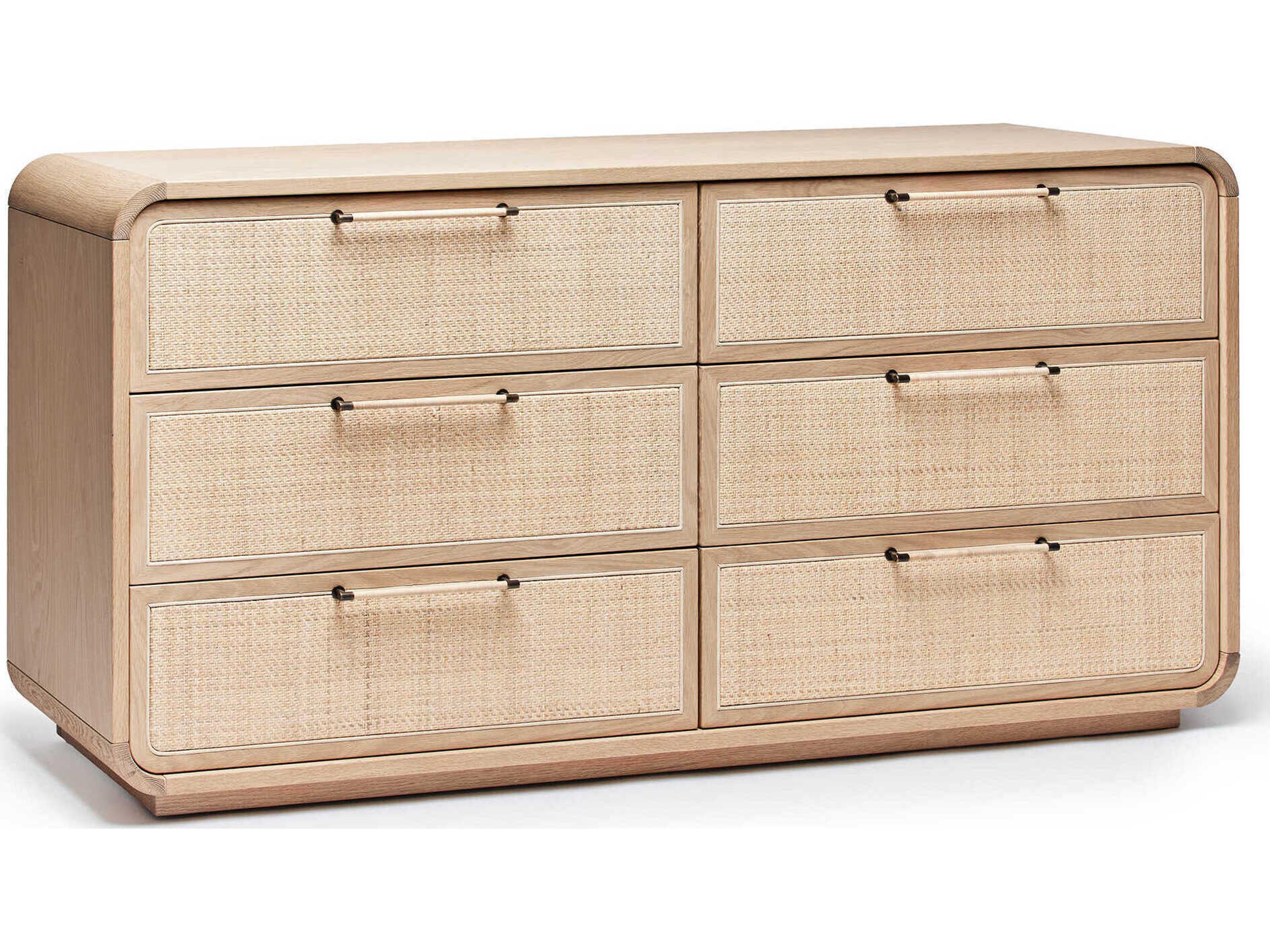 Marsh 6-Drawers Beige Oak Wood Double Dresser