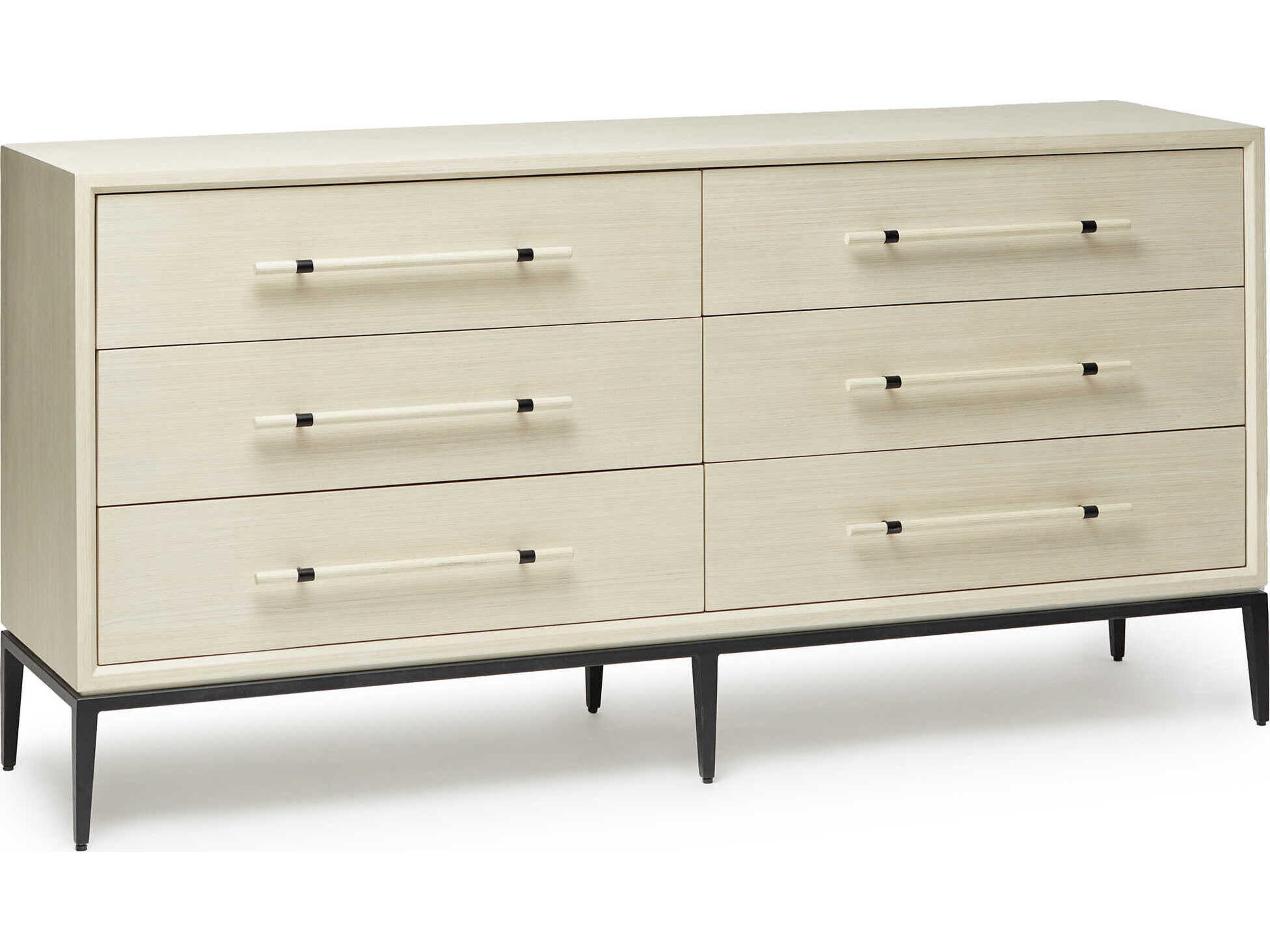 Burton 6-Drawers Beige Ash Wood Double Dresser