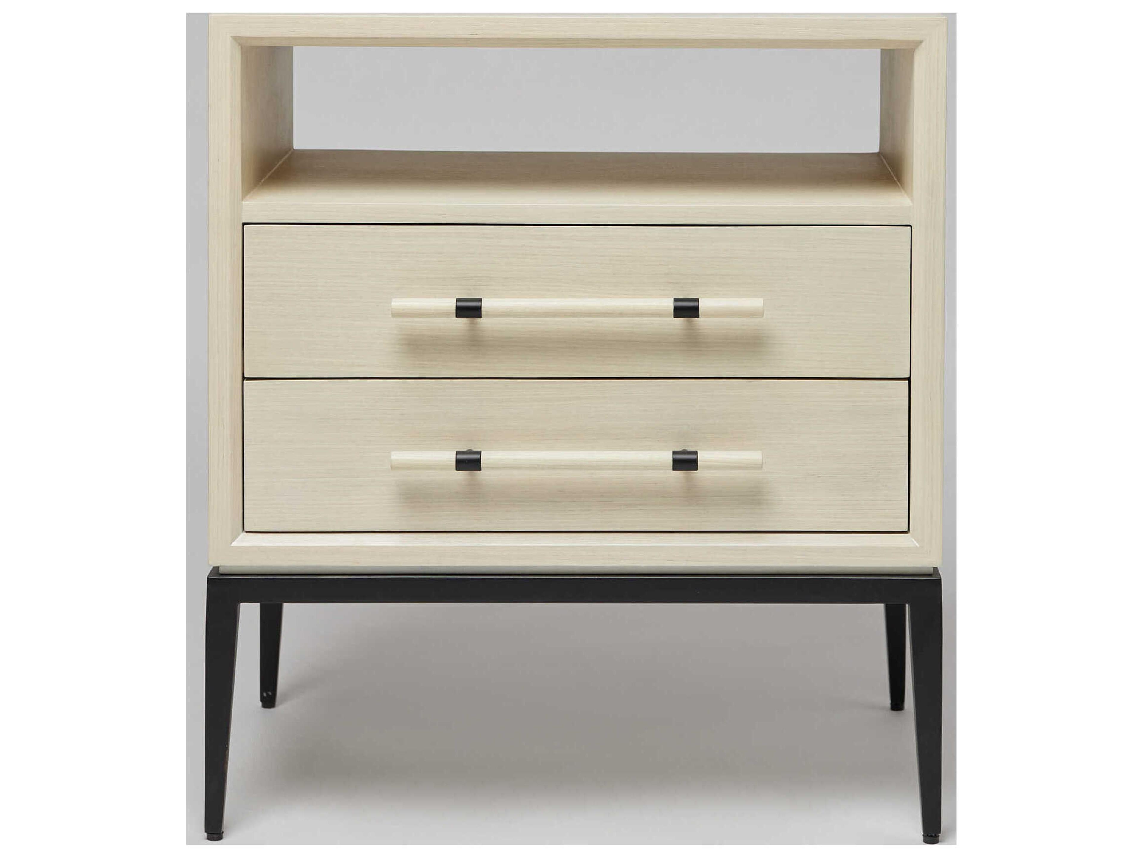 Interlude Home Burton 2-Drawers Beige Ash Wood Nightstand