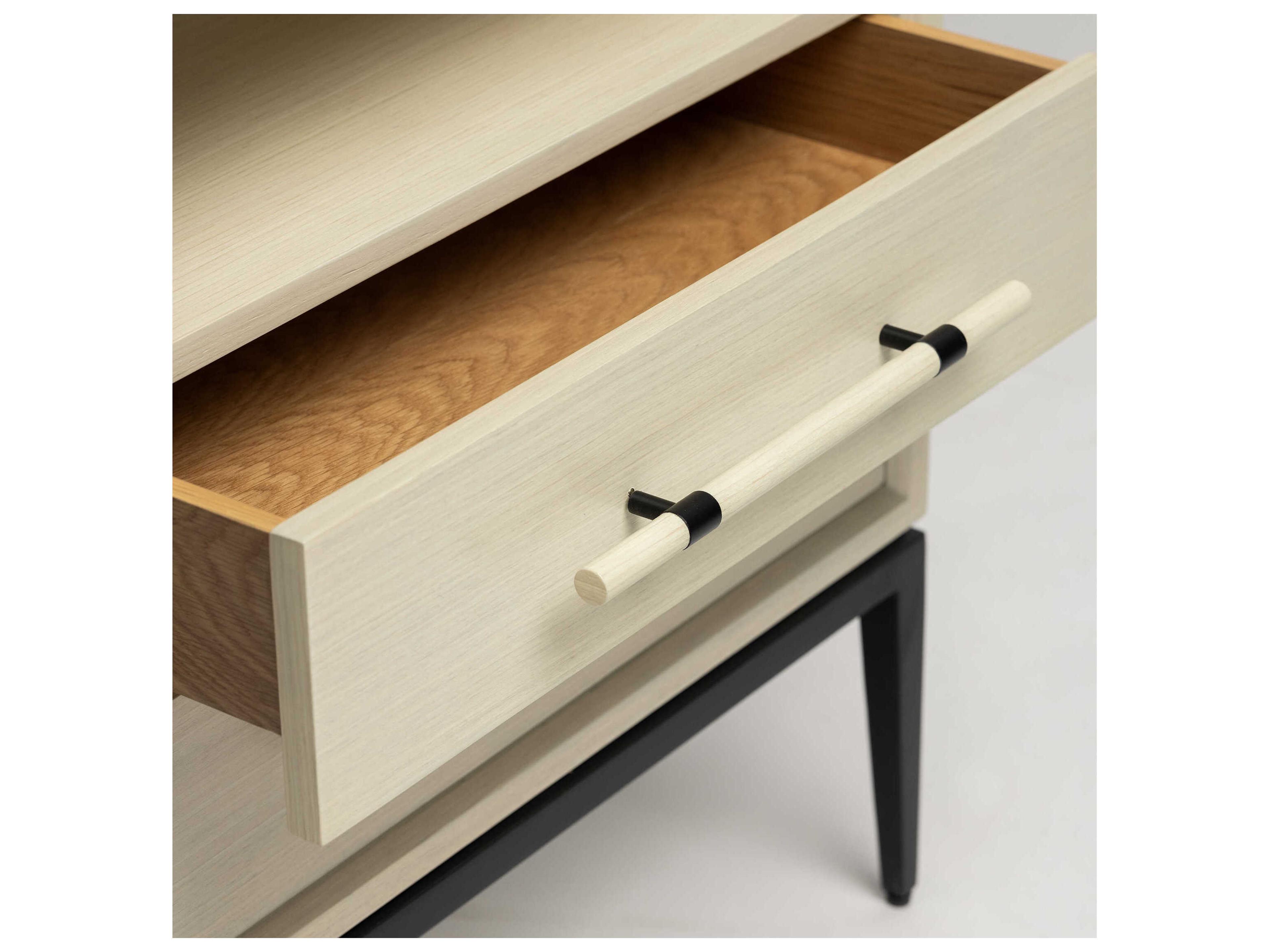 Interlude Home Burton 2-Drawers Beige Ash Wood Nightstand