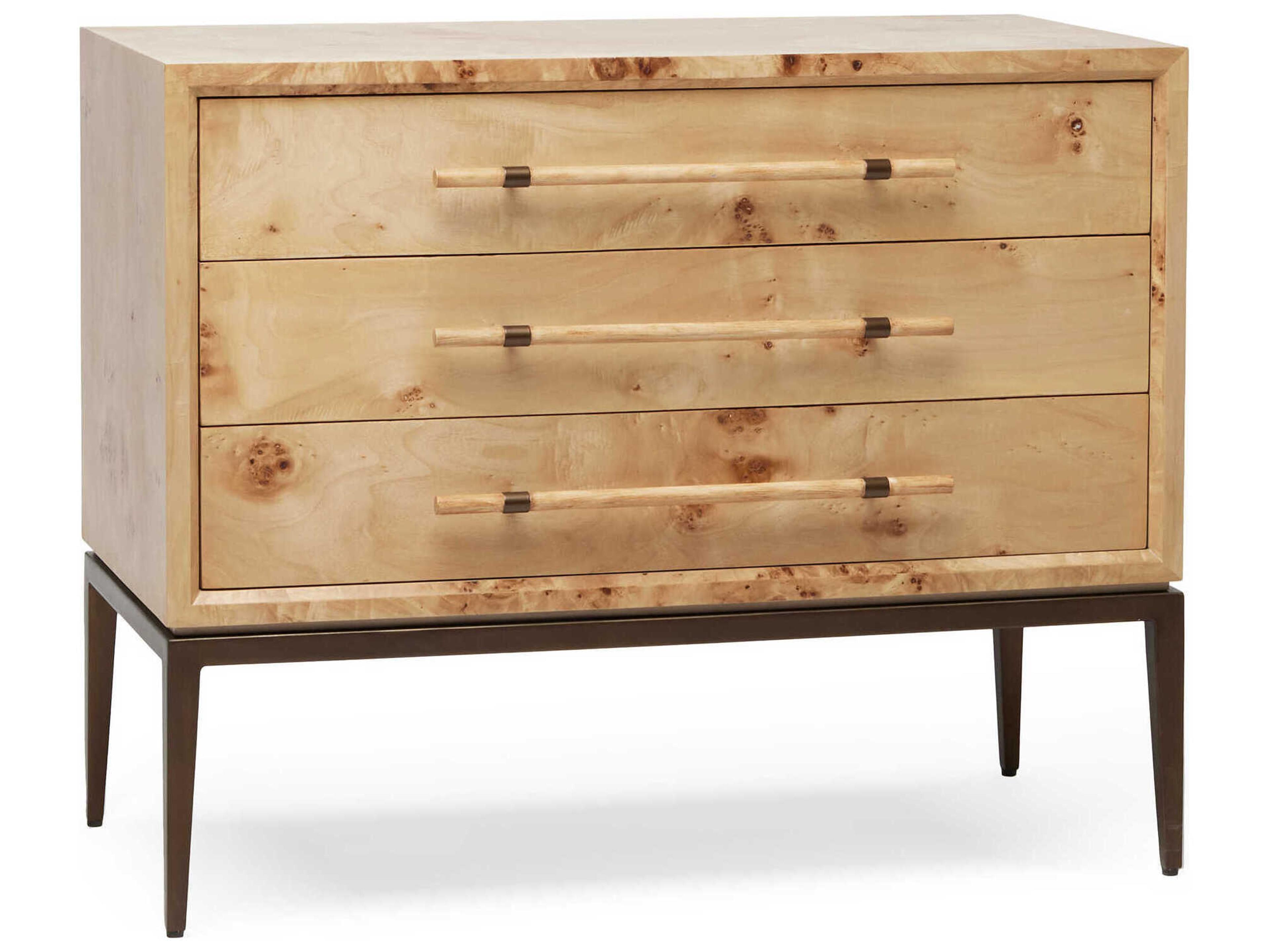 Burton 3-Drawers Brown Ash Wood Nightstand