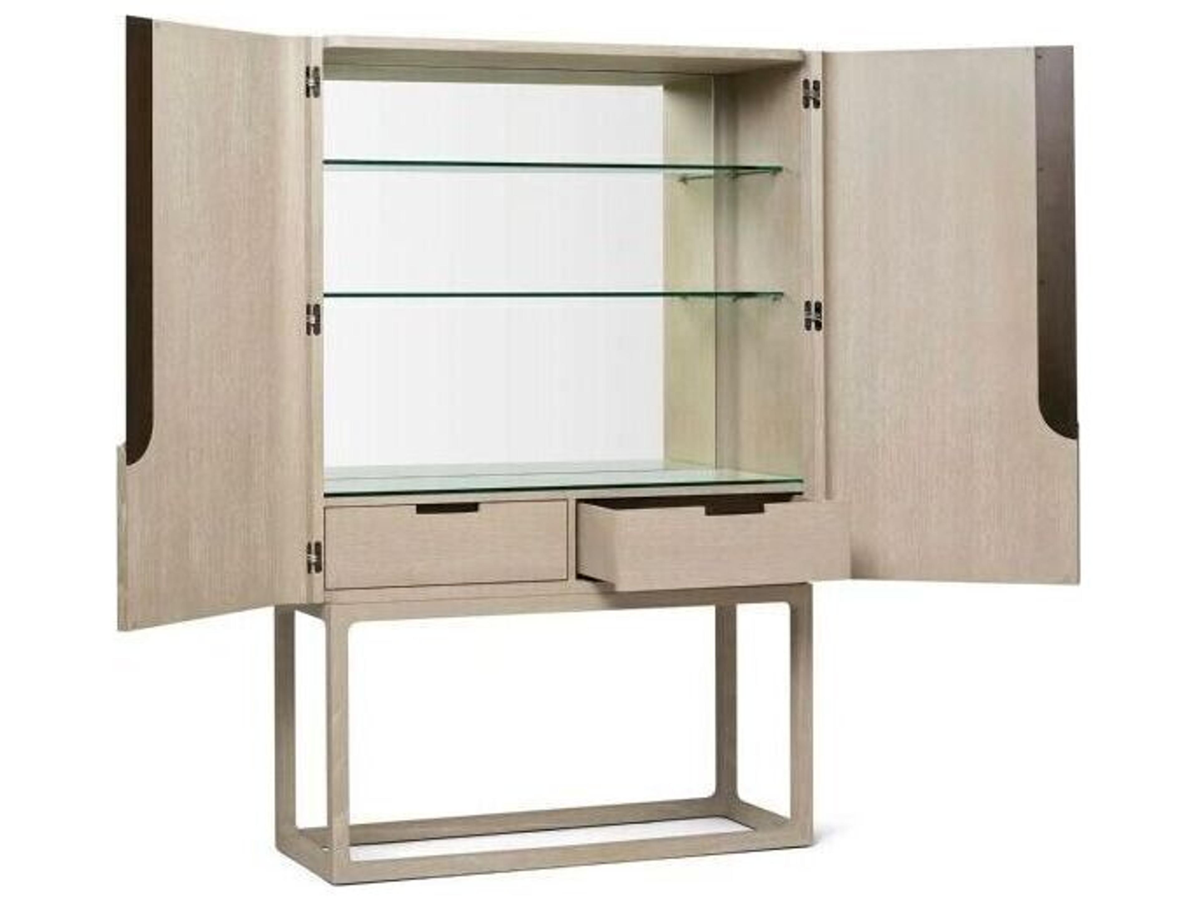 Interlude Home Dixon Natural Oak Wood Cliffside Classic Bronze Bar Cabinet