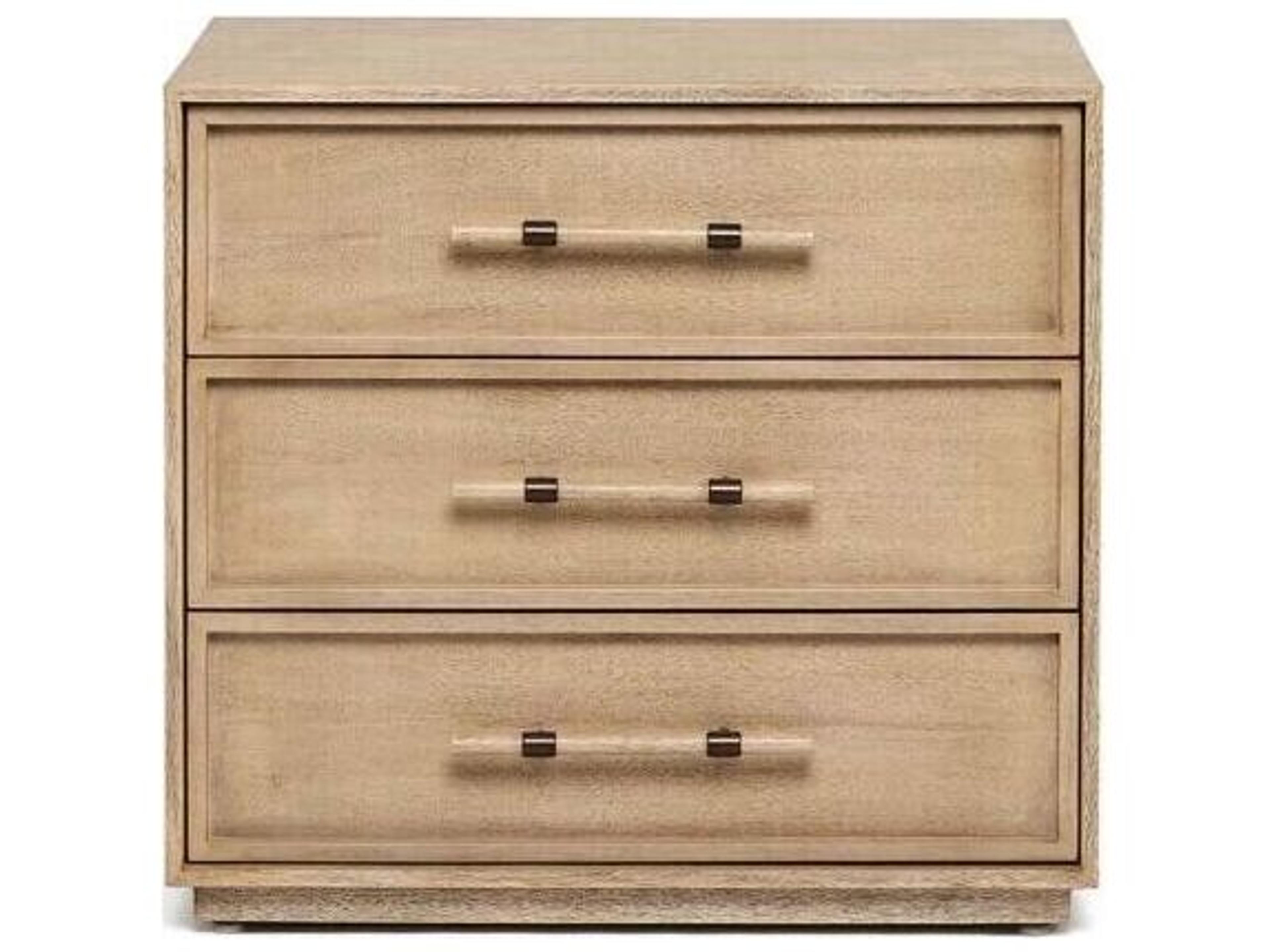 Interlude Home Clement 3-Drawers Natural Mahogany Wood Nightstand