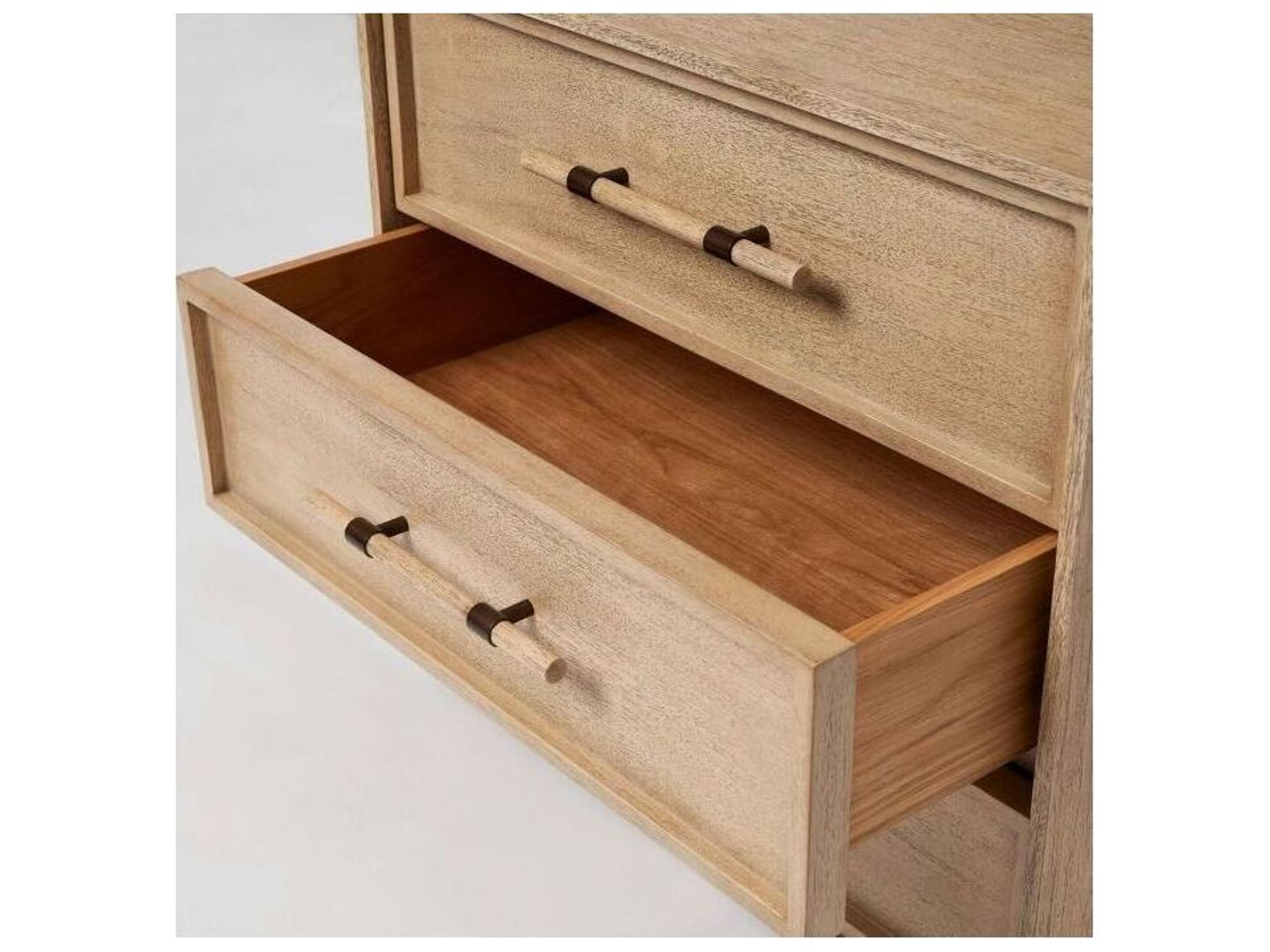 Interlude Home Clement 3-Drawers Natural Mahogany Wood Nightstand