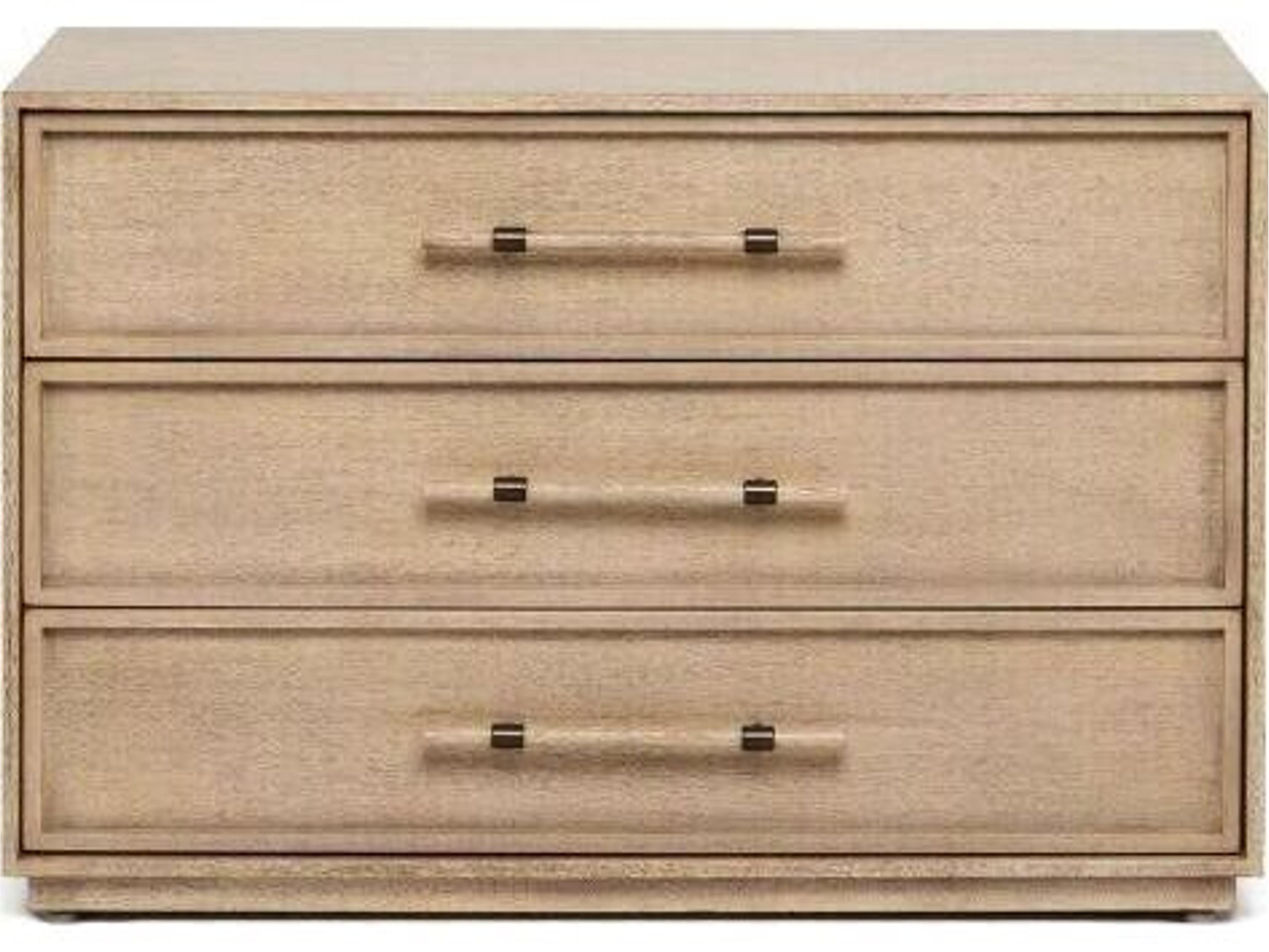 Interlude Home Clement 3-Drawers Beige Mahogany Wood Nightstand