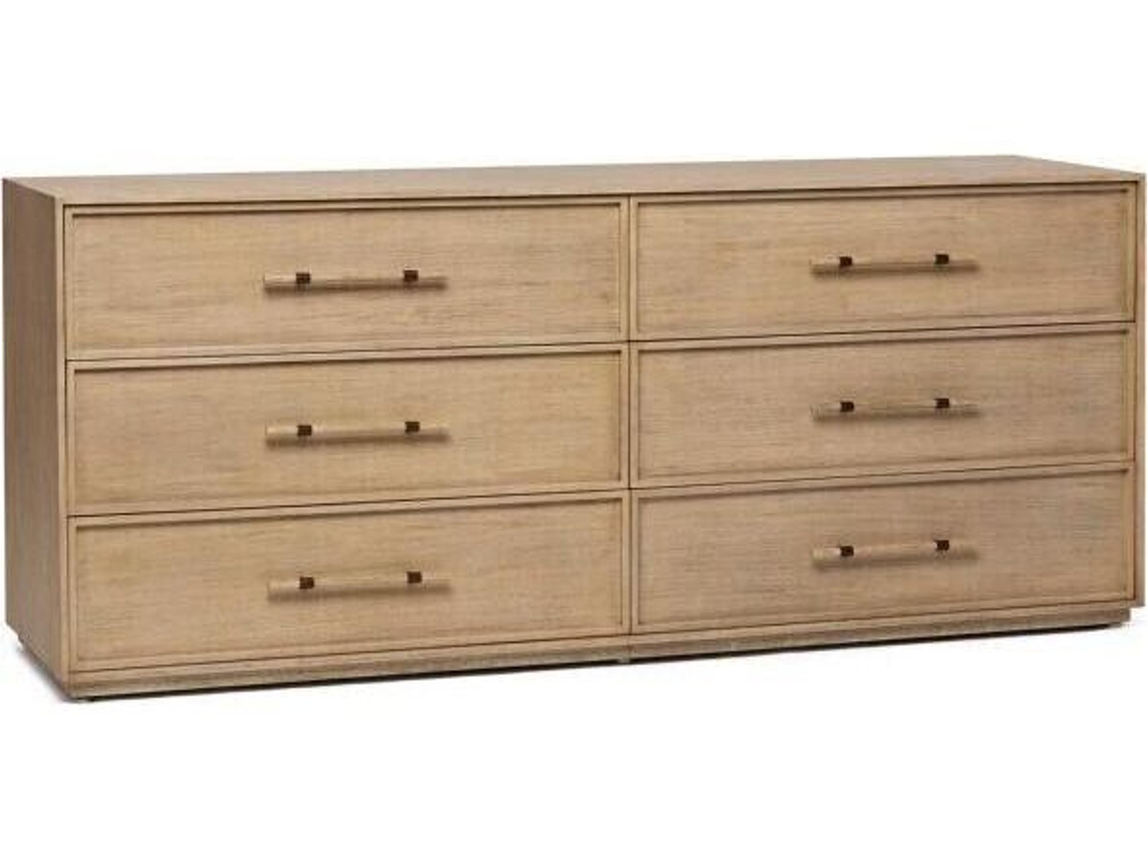 Clement 6-Drawers Natural Mahogany Wood Double Dresser