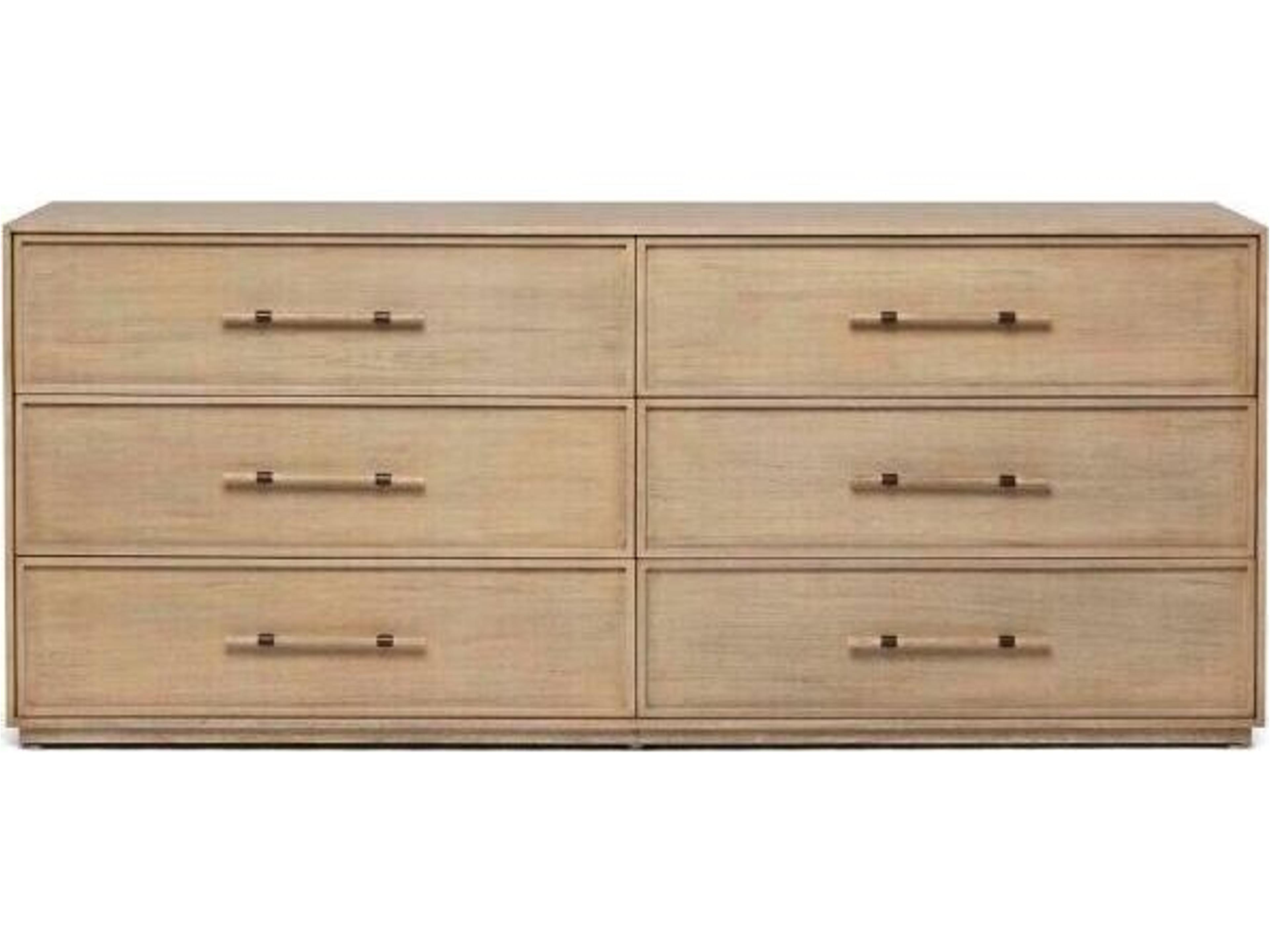 Interlude Home Clement 6-Drawers Natural Mahogany Wood Double Dresser