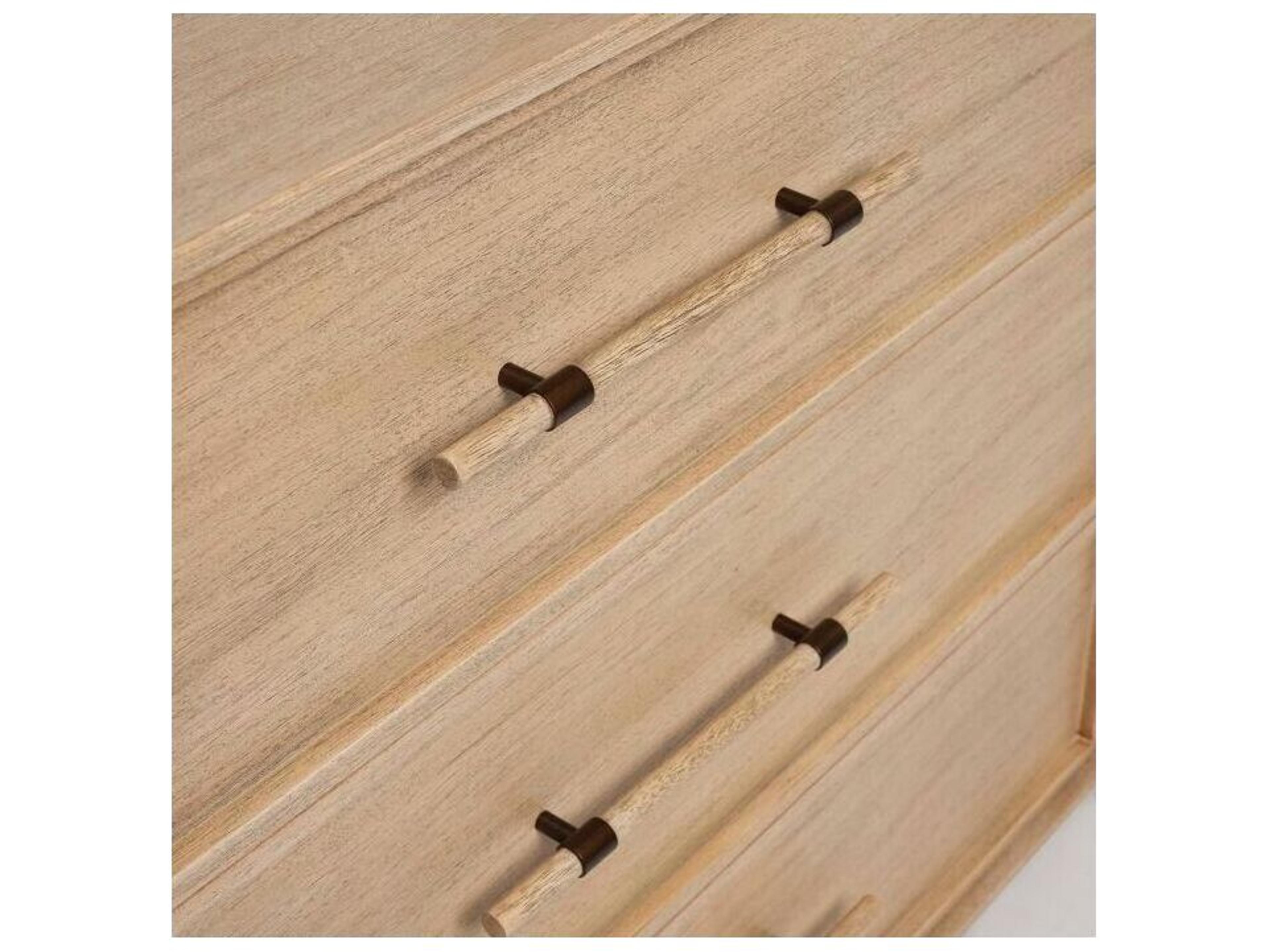 Interlude Home Clement 6-Drawers Natural Mahogany Wood Double Dresser